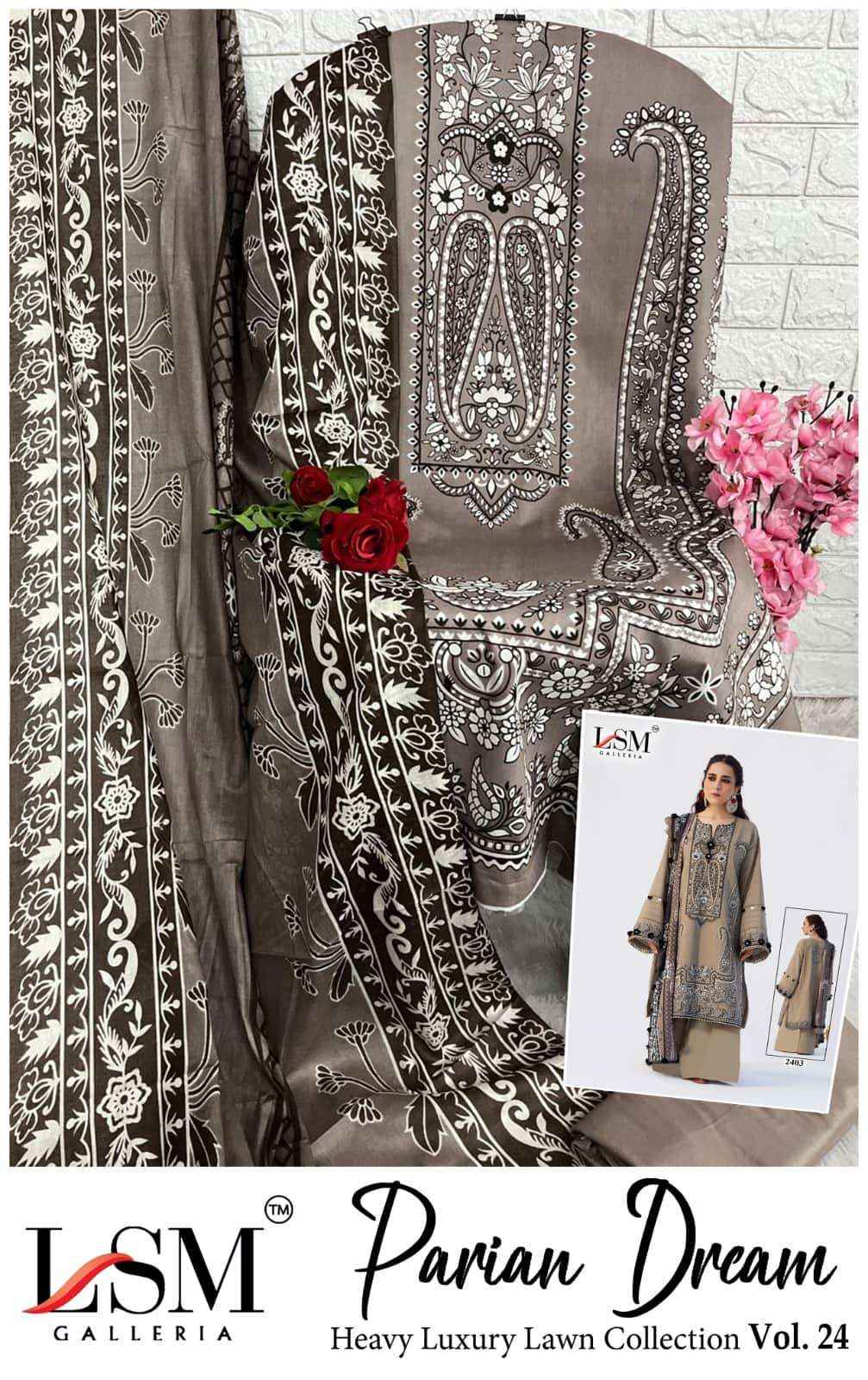 Lsm Parian Dream Vol 24 Printed Pure Lawn Dress Material Wholesale Surat rate ( 6 Pcs Catalog )