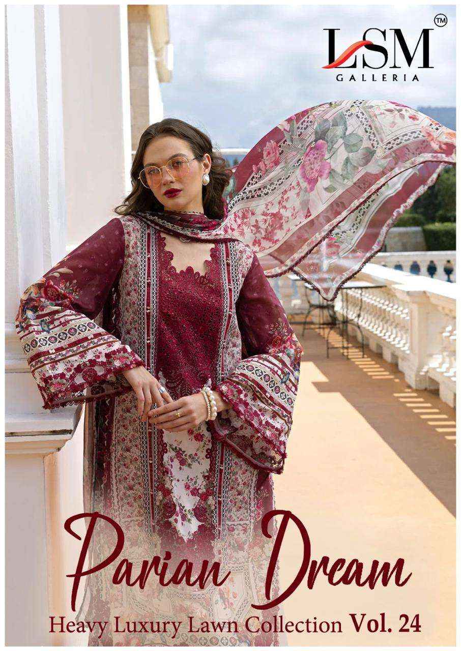 Lsm Parian Dream Vol 24 Printed Pure Lawn Dress Material Wholesale Surat rate ( 6 Pcs Catalog )