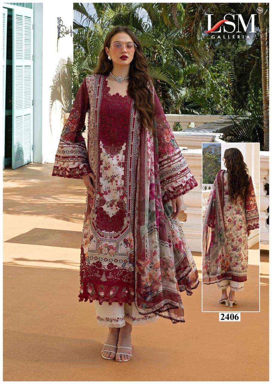 Lsm Parian Dream Vol 24 Printed Pure Lawn Dress Material Wholesale Surat rate ( 6 Pcs Catalog )