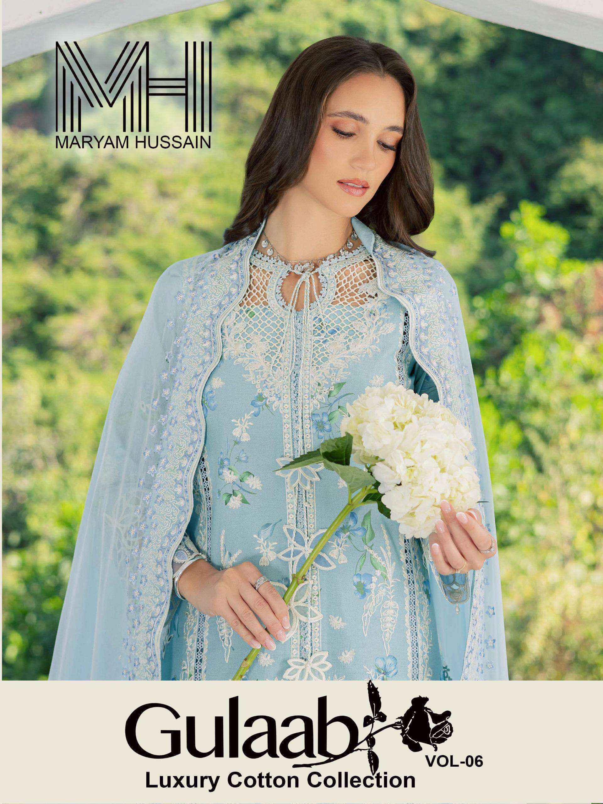 Maryam Hussain Gulaab Vol 6 Dress Material Wholesale Dealer Surat ( 6 pc Catalogue )