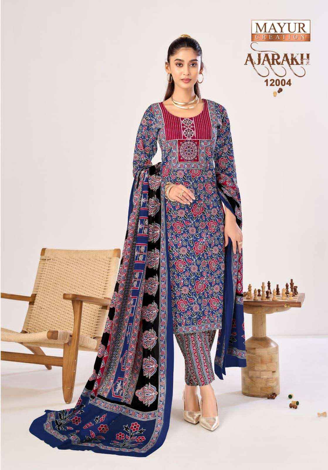 Mayur Ajarakh Vol 12 Printed Cotton Kurti Bottom Dupatta Set _ _ Latest Catalogue Wholesale Price ( 10 Pcs catalog )