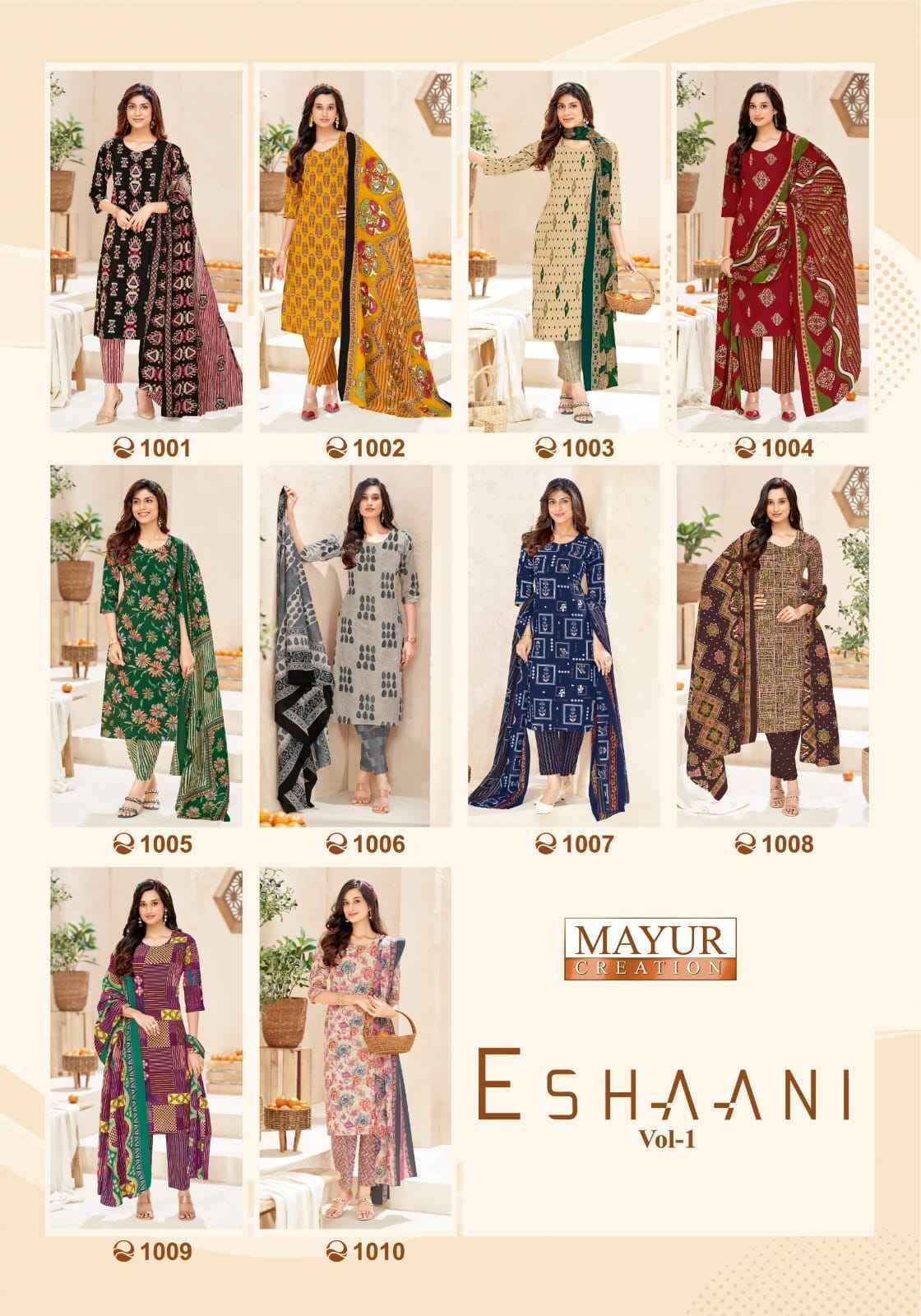 Mayur Creation Eshaani Cotton Dress Material  _ Wholesale Market Price ( 10 Pcs Catalog )