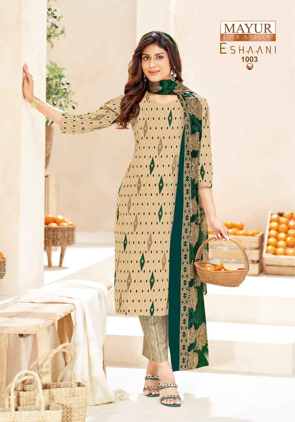Mayur Creation Eshaani Cotton Dress Material  _ Wholesale Market Price ( 10 Pcs Catalog )