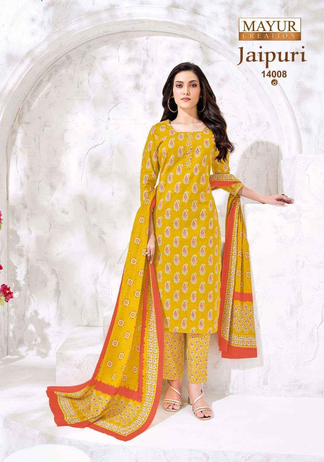 Mayur Creation Jaipuri Vol 14 Readymade Cotton Suit Wholesale Surat Market Rate ( 10 Pcs Catalog )