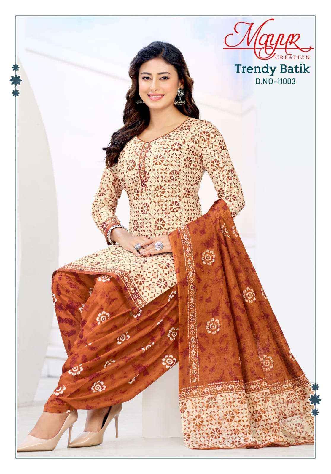Mayur Trendy Batik Vol 11 Pure Cotton Ladies Suit Catalog Suppliers