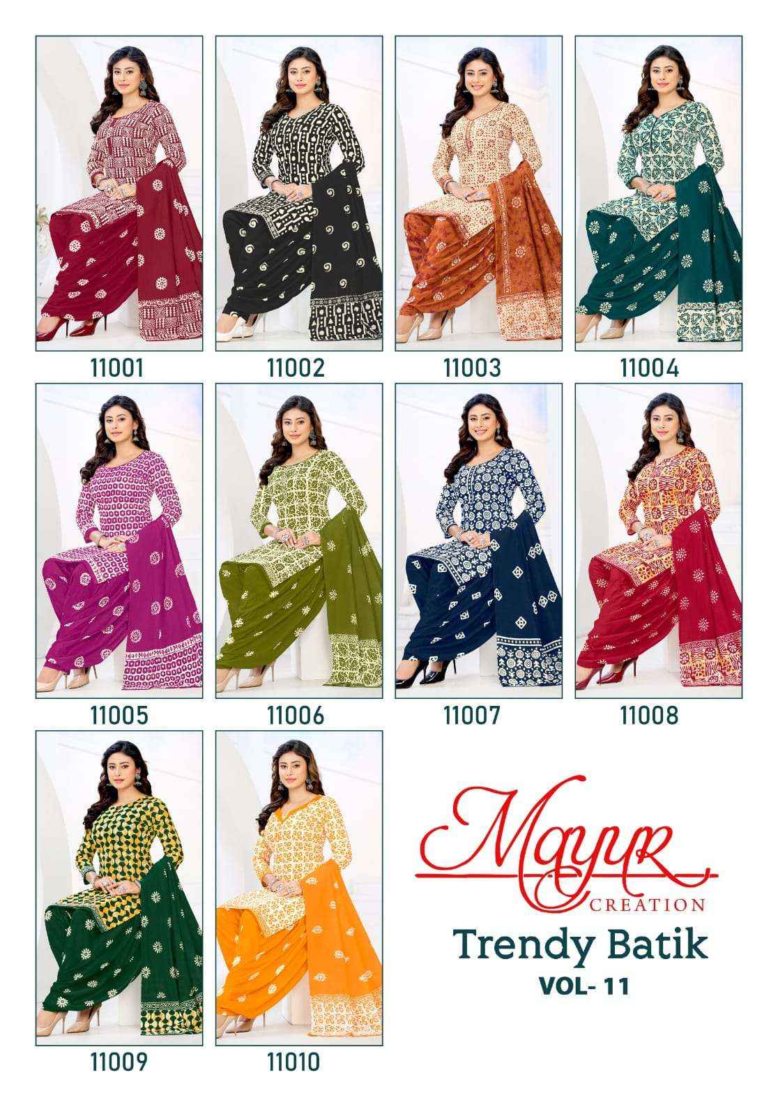 Mayur Trendy Batik Vol 11 Pure Cotton Ladies Suit Catalog Suppliers
