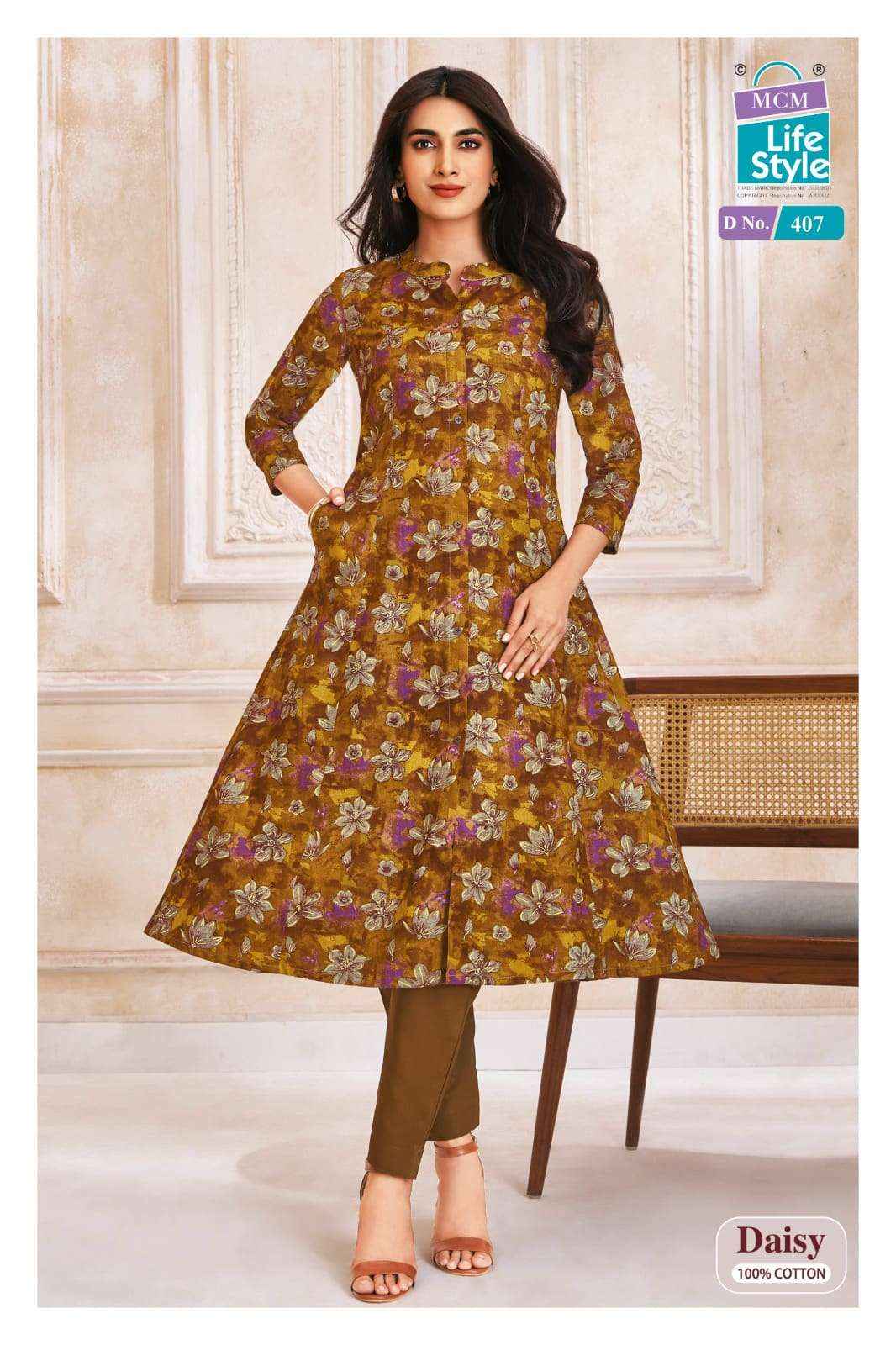 Mcm Lifestyle Daisy Vol 4 Latest Designs A Line Kurta Set Wholesale Surat Rate ( 10 Pcs Catalog )