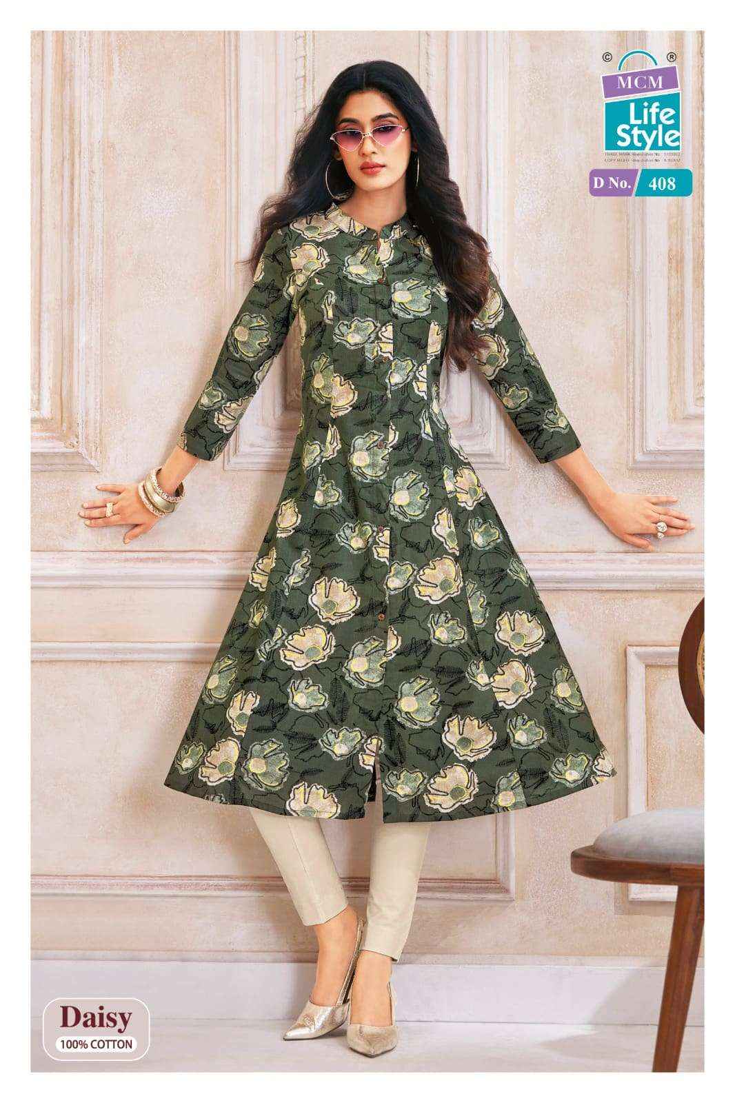 Mcm Lifestyle Daisy Vol 4 Latest Designs A Line Kurta Set Wholesale Surat Rate ( 10 Pcs Catalog )