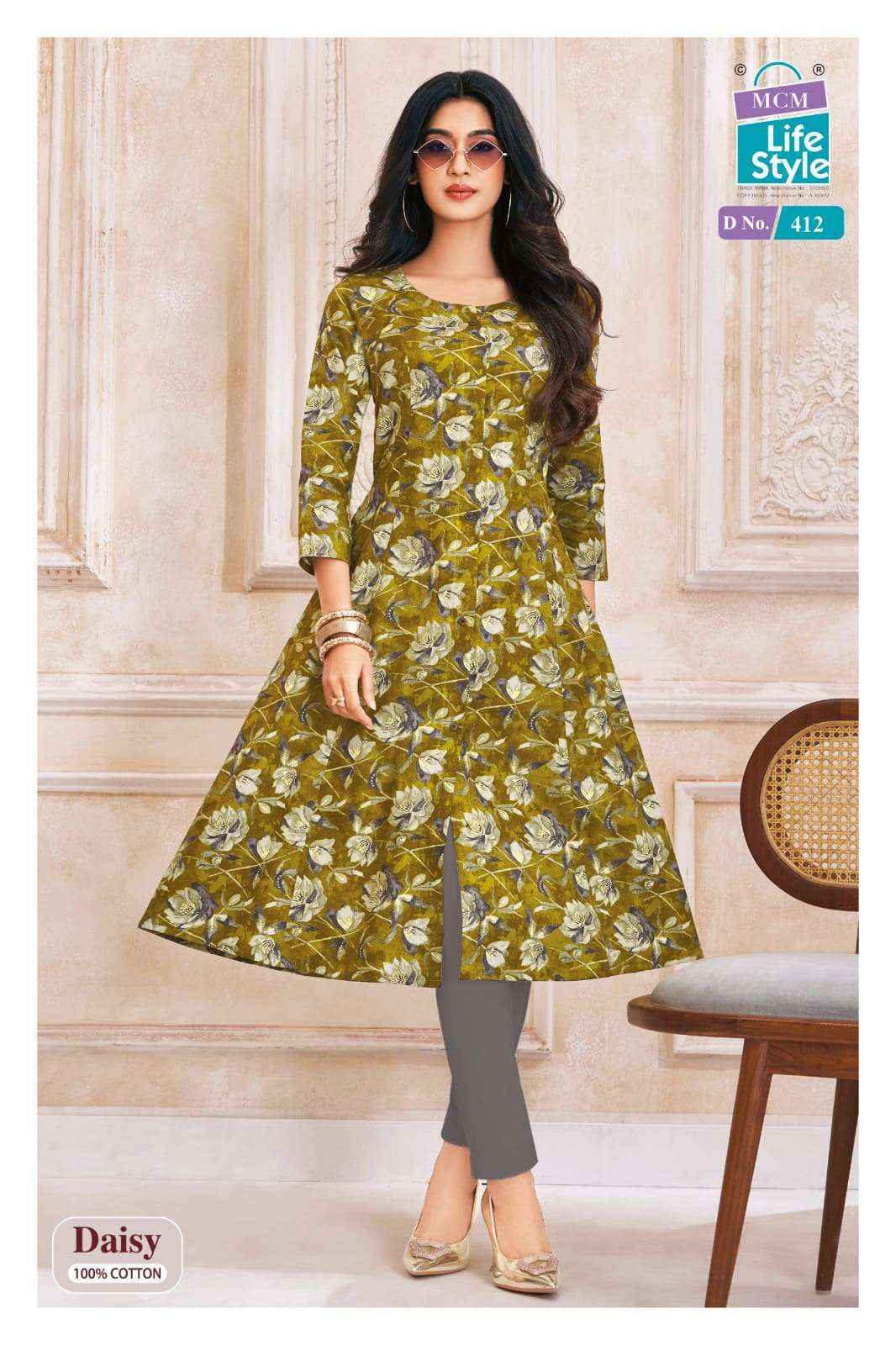Mcm Lifestyle Daisy Vol 4 Latest Designs A Line Kurta Set Wholesale Surat Rate ( 10 Pcs Catalog )