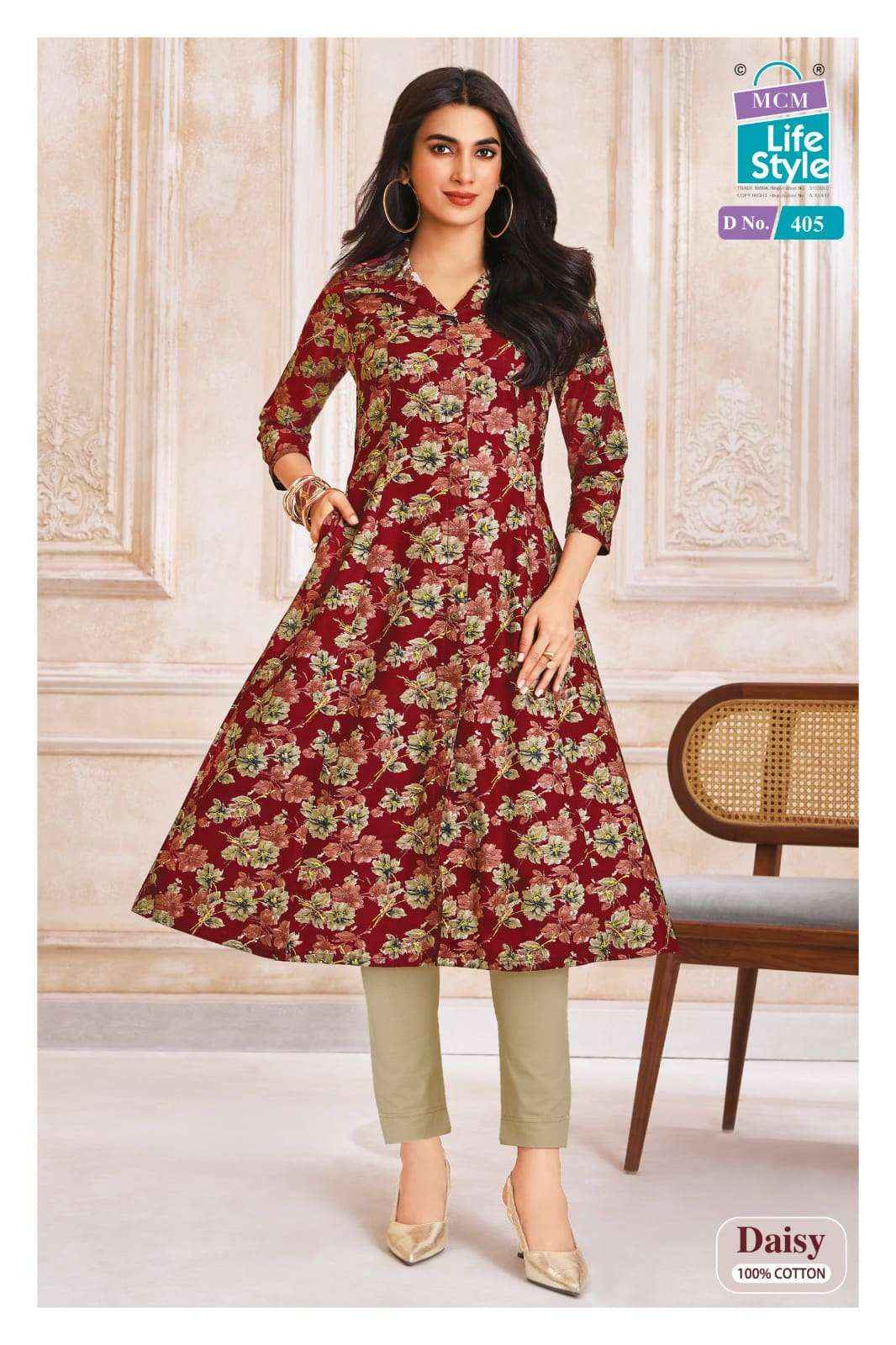 Mcm Lifestyle Daisy Vol 4 Latest Designs A Line Kurta Set Wholesale Surat Rate ( 10 Pcs Catalog )