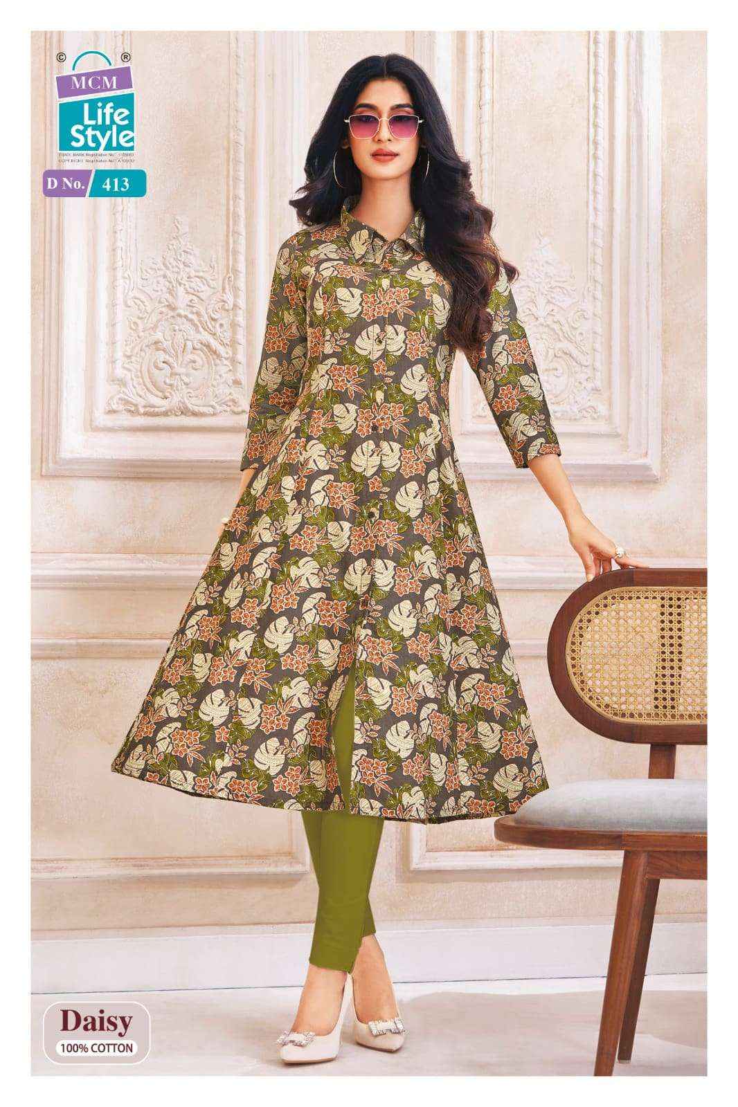 Mcm Lifestyle Daisy Vol 4 Latest Designs A Line Kurta Set Wholesale Surat Rate ( 10 Pcs Catalog )