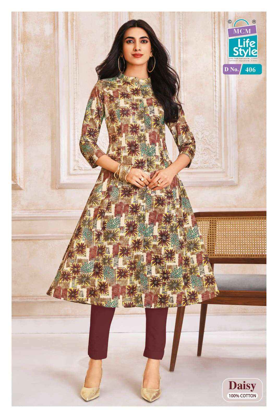 Mcm Lifestyle Daisy Vol 4 Latest Designs A Line Kurta Set Wholesale Surat Rate ( 10 Pcs Catalog )