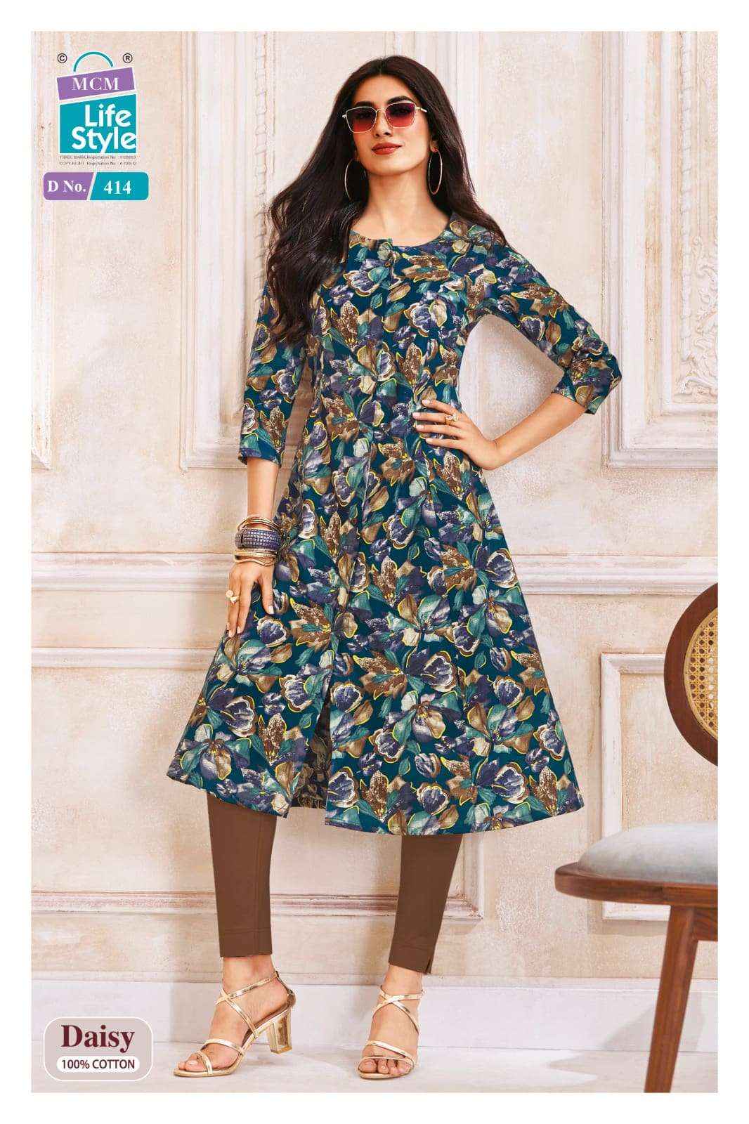 Mcm Lifestyle Daisy Vol 4 Latest Designs A Line Kurta Set Wholesale Surat Rate ( 10 Pcs Catalog )