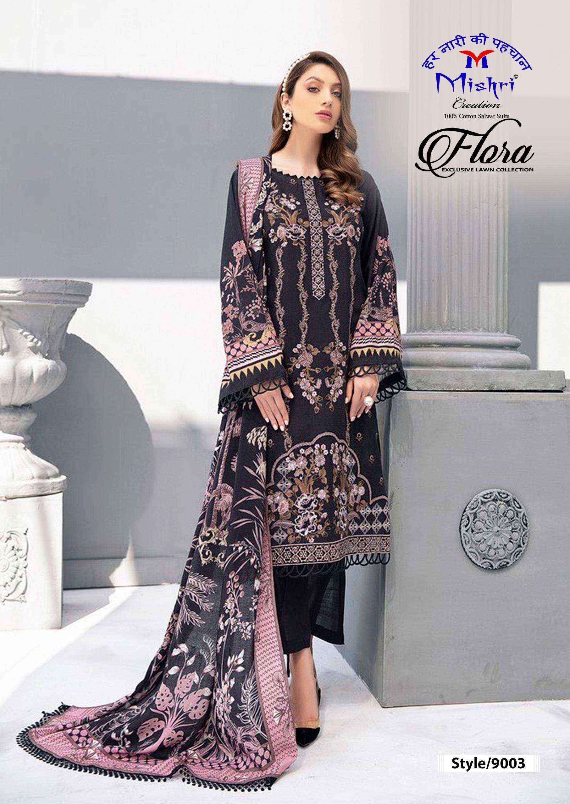 MISHRI CREATION FLORA VOL 9 LAWN COTTON DIGITAL PRINT DRESS MARERIAL _ WHOLESALE SURAT RATE ( 6 PCS CATALOG )