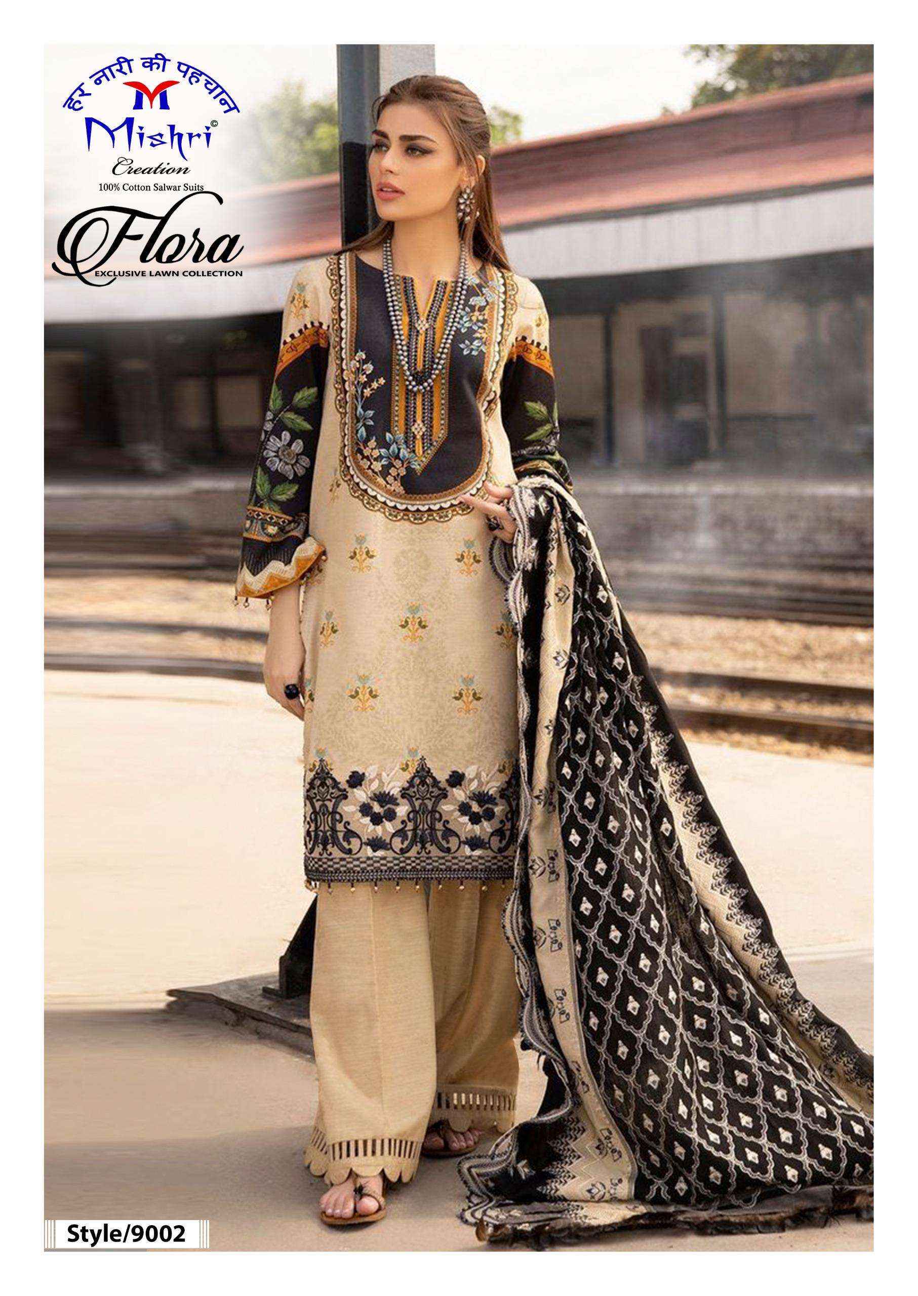 MISHRI CREATION FLORA VOL 9 LAWN COTTON DIGITAL PRINT DRESS MARERIAL _ WHOLESALE SURAT RATE ( 6 PCS CATALOG )