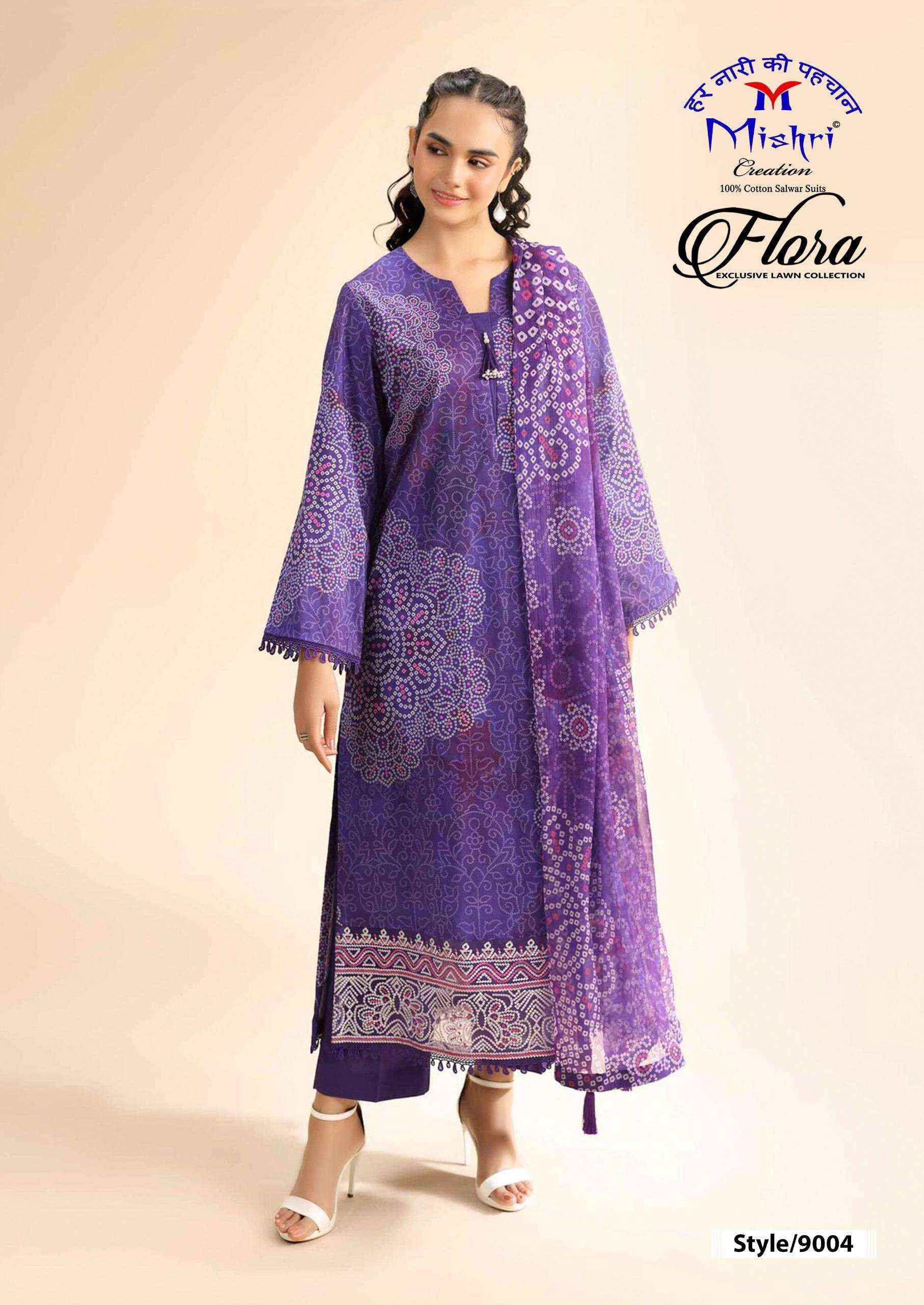 MISHRI CREATION FLORA VOL 9 LAWN COTTON DIGITAL PRINT DRESS MARERIAL _ WHOLESALE SURAT RATE ( 6 PCS CATALOG )