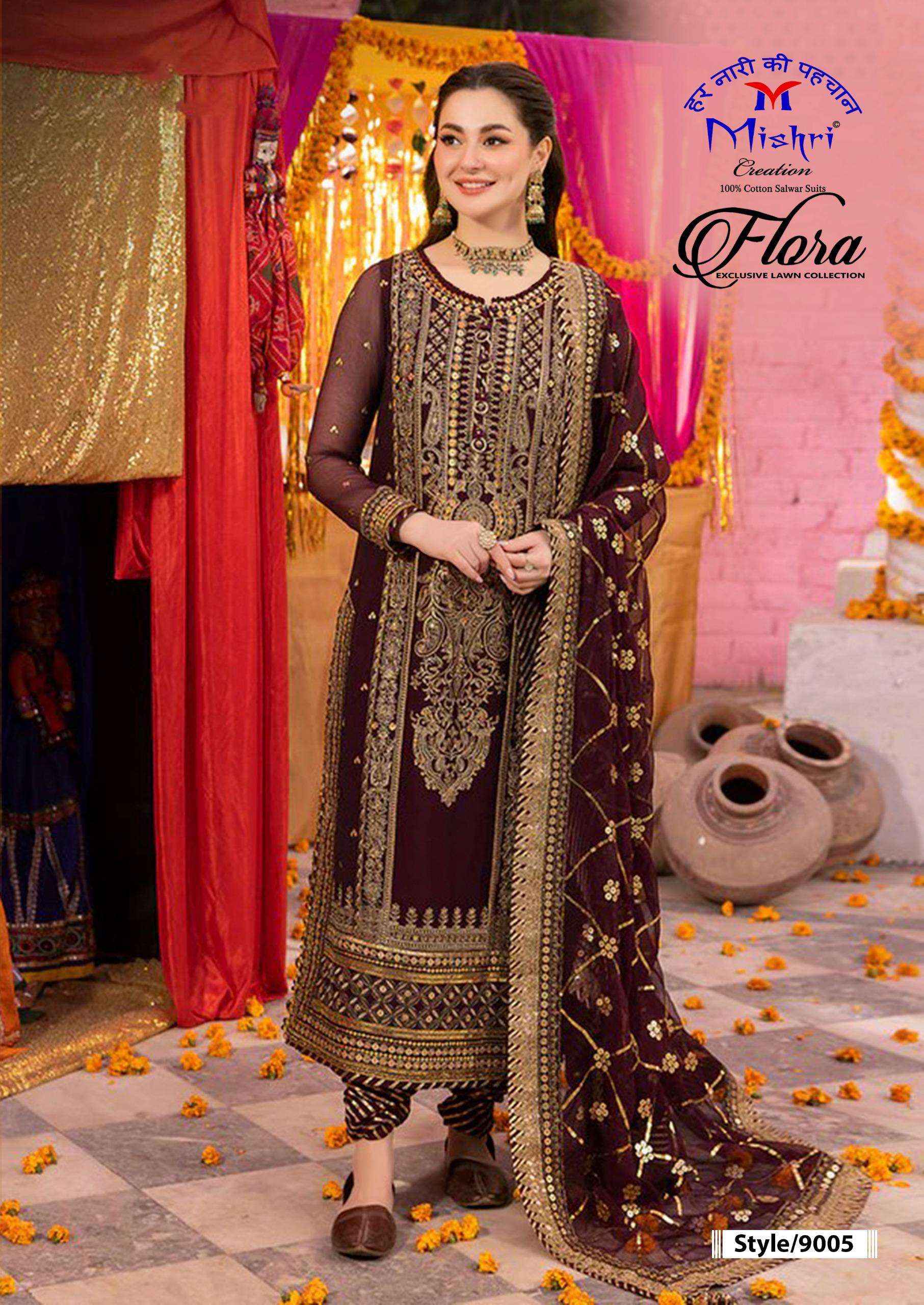 MISHRI CREATION FLORA VOL 9 LAWN COTTON DIGITAL PRINT DRESS MARERIAL _ WHOLESALE SURAT RATE ( 6 PCS CATALOG )