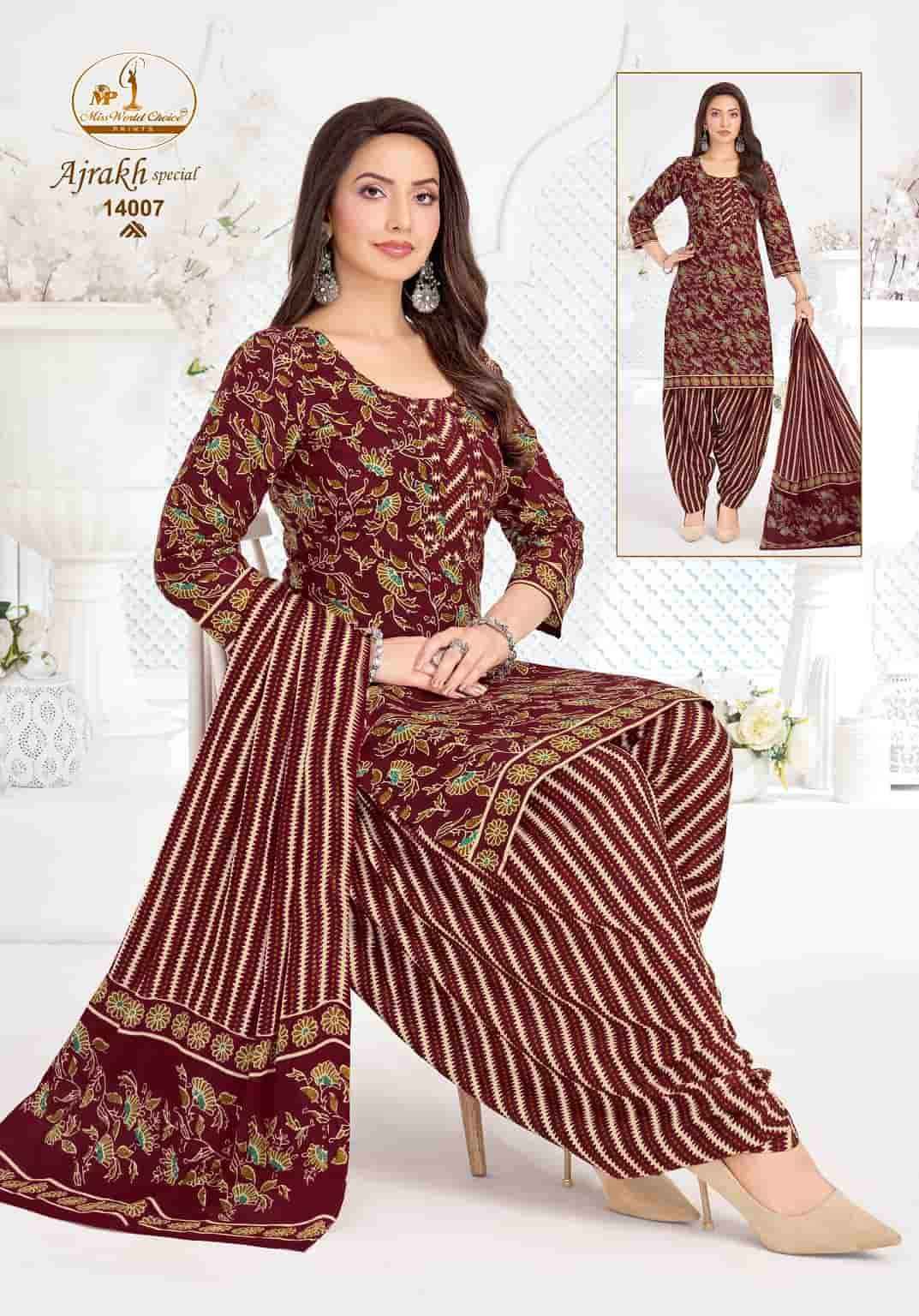 Miss World Choice Ajrakh Special Vol 14 Readymade Cotton Suit _ Wholesale Surat ( 10 Pcs Catalog )