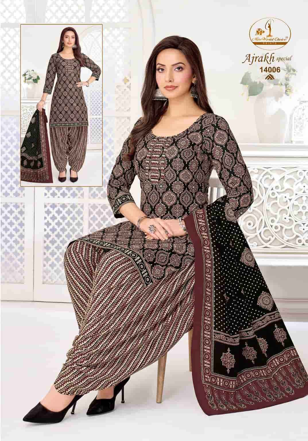 Miss World Choice Ajrakh Special Vol 14 Readymade Cotton Suit _ Wholesale Surat ( 10 Pcs Catalog )