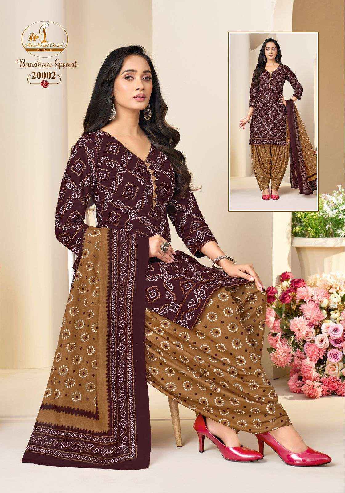 Miss World Choice Bandhni Special Vol 20 Readymade Cotton Dress Wholesale Surat Rate ( 10 Pcs Catalog )