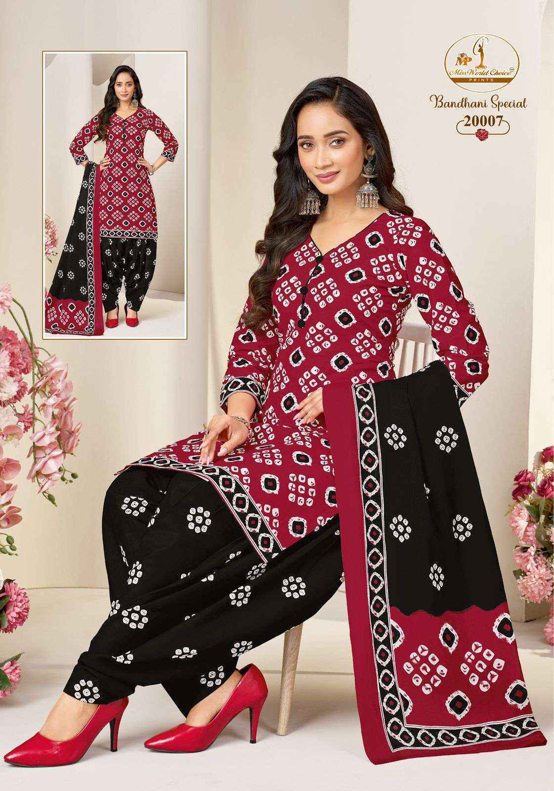 Miss World Choice Bandhni Special Vol 20 Readymade Cotton Dress Wholesale Surat Rate ( 10 Pcs Catalog )
