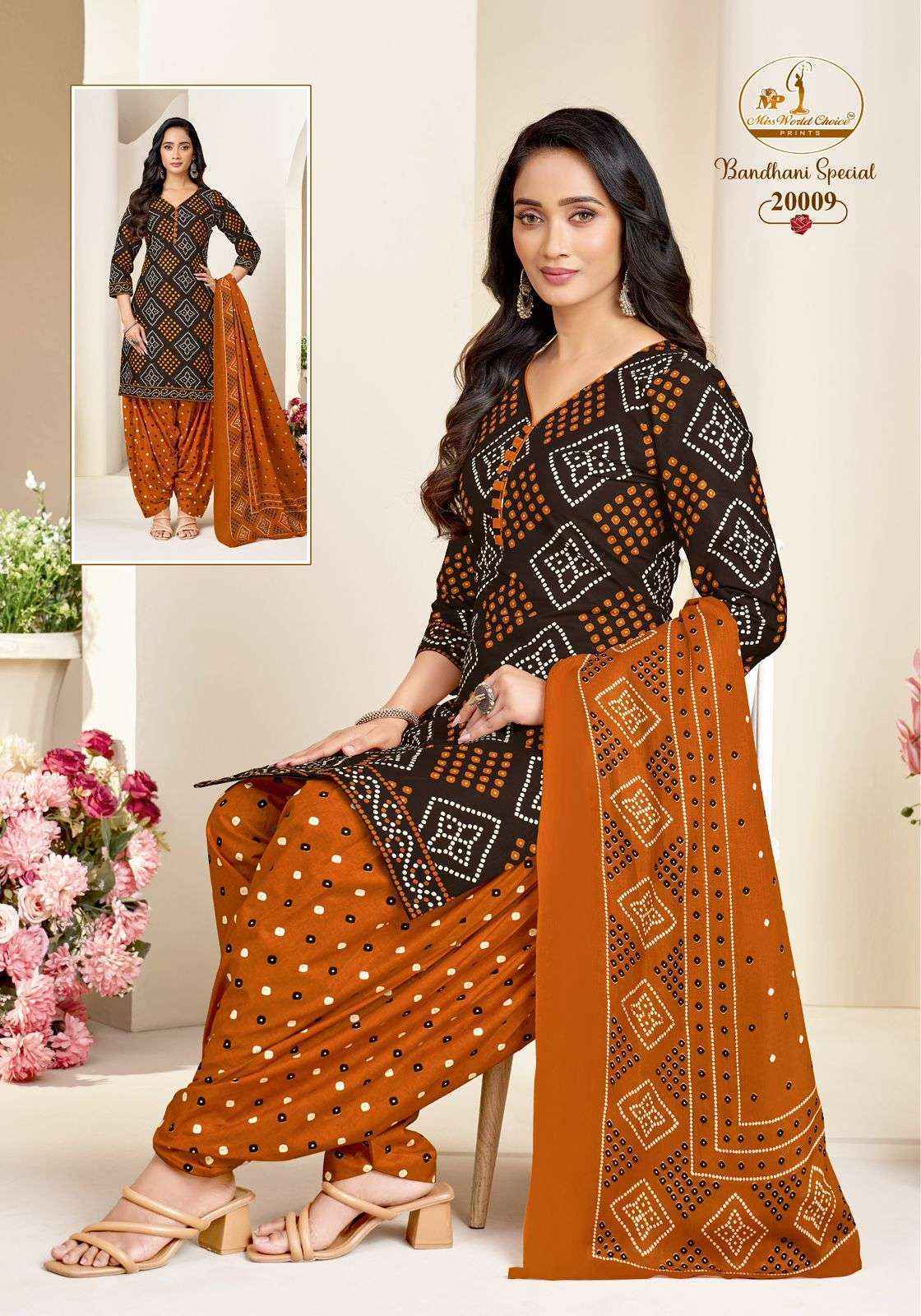 Miss World Choice Bandhni Special Vol 20 Readymade Cotton Dress Wholesale Surat Rate ( 10 Pcs Catalog )