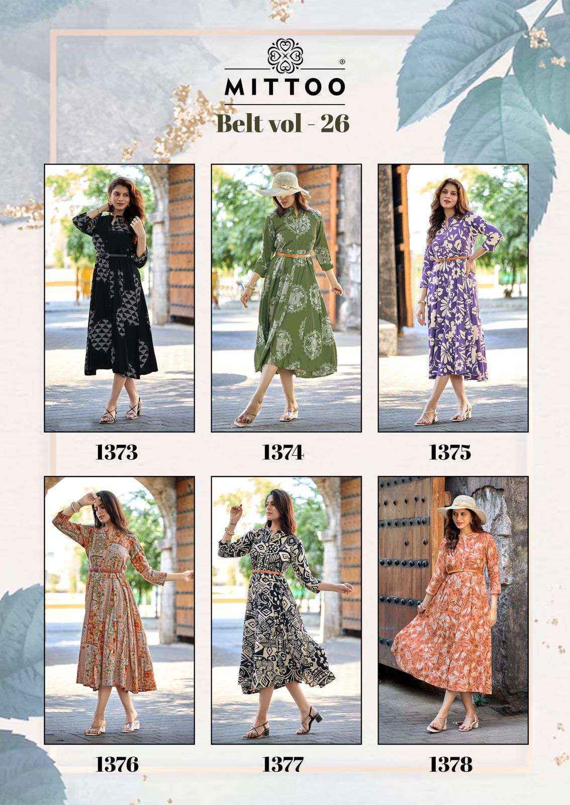 Mittoo Belt Vol 26 Rayon Kurti Surat Wholesale Collection ( 6 Pcs Catalog )