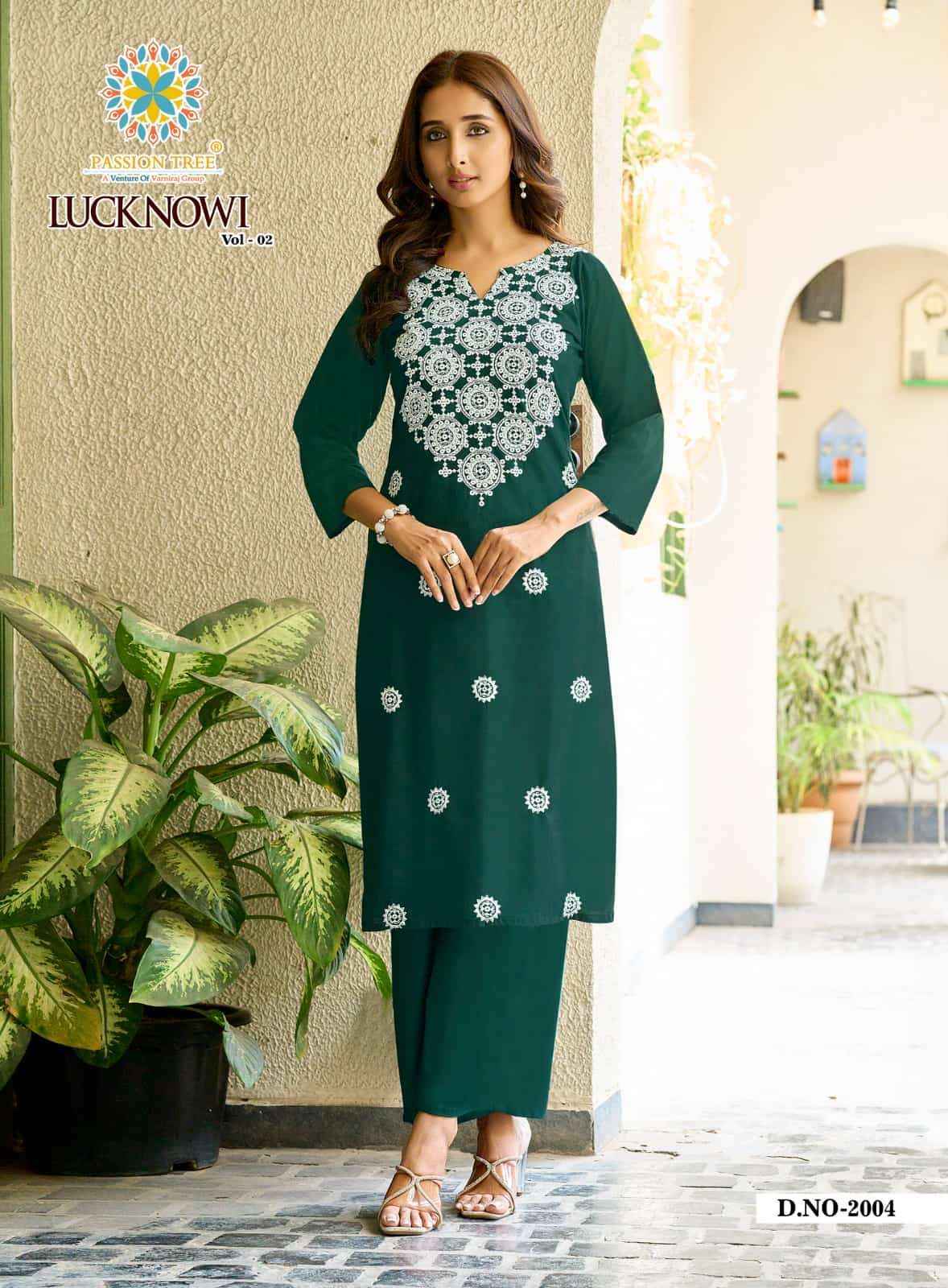 Passion Tree Lucknowi Vo 2 Premium Style Kuri Palazzo Pair Catalog _ Wholesale Market Rate ( 8 Pcs Catalog )