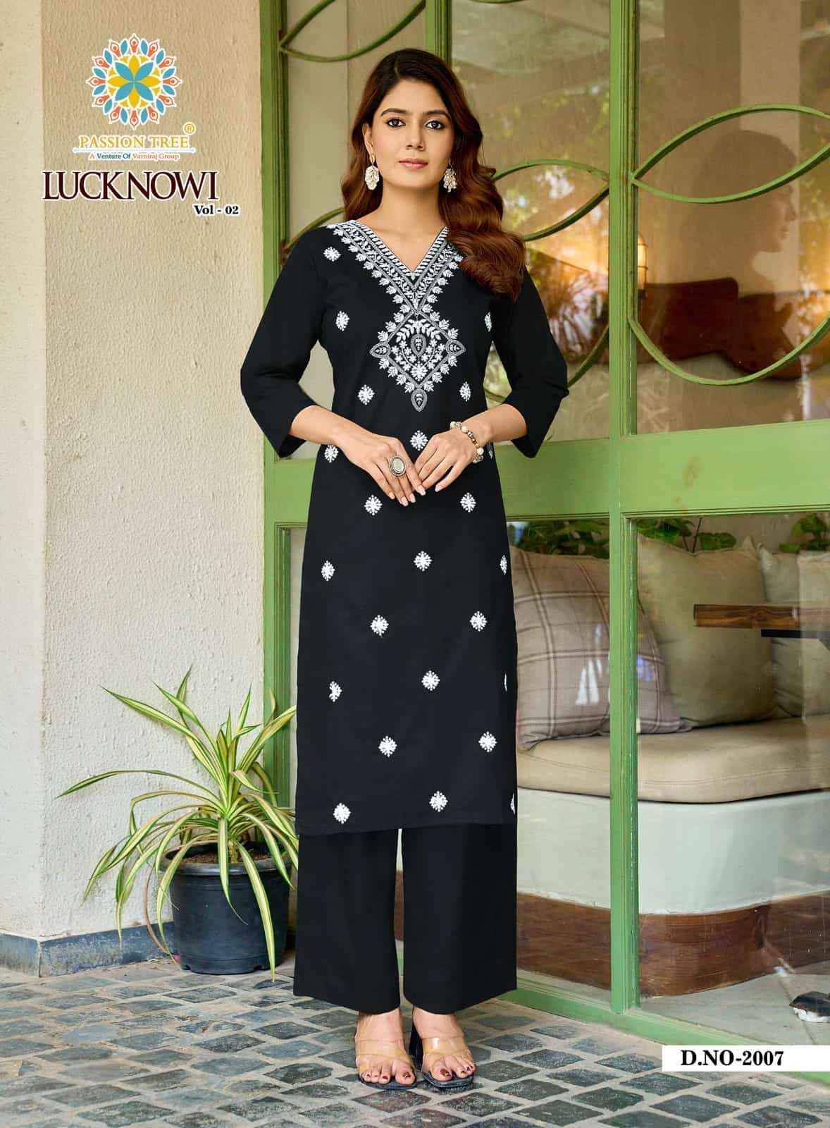 Passion Tree Lucknowi Vo 2 Premium Style Kuri Palazzo Pair Catalog _ Wholesale Market Rate ( 8 Pcs Catalog )
