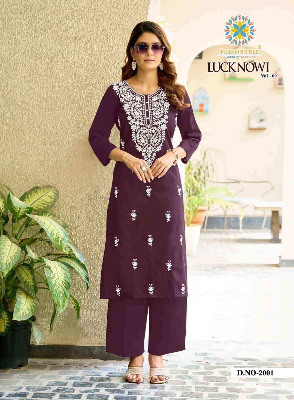 Passion Tree Lucknowi Vo 2 Premium Style Kuri Palazzo Pair Catalog _ Wholesale Market Rate ( 8 Pcs Catalog )