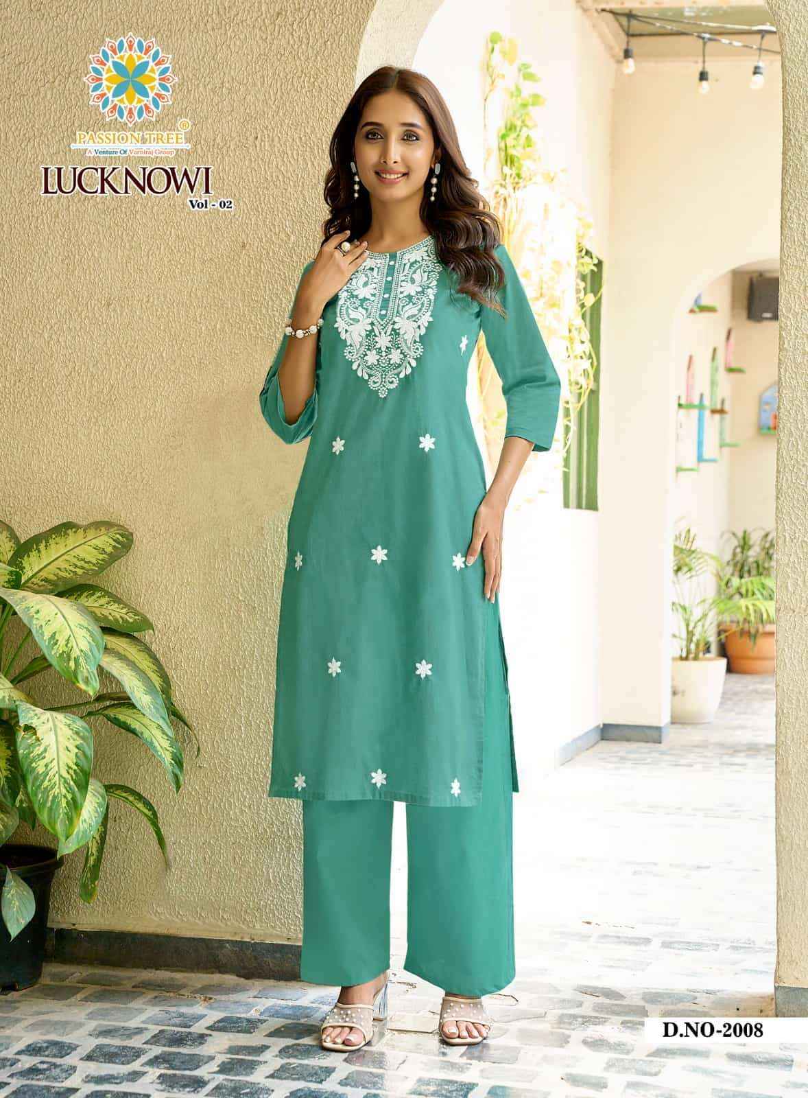 Passion Tree Lucknowi Vo 2 Premium Style Kuri Palazzo Pair Catalog _ Wholesale Market Rate ( 8 Pcs Catalog )