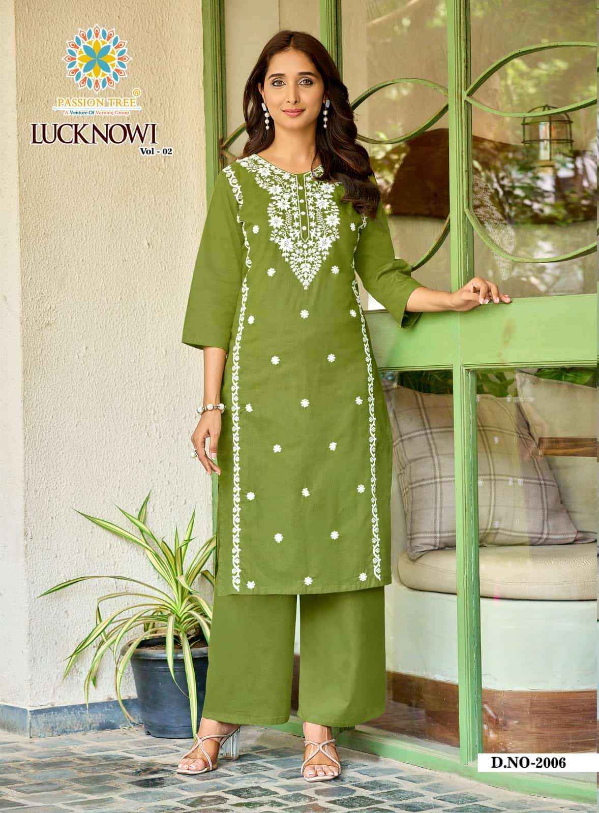 Passion Tree Lucknowi Vo 2 Premium Style Kuri Palazzo Pair Catalog _ Wholesale Market Rate ( 8 Pcs Catalog )