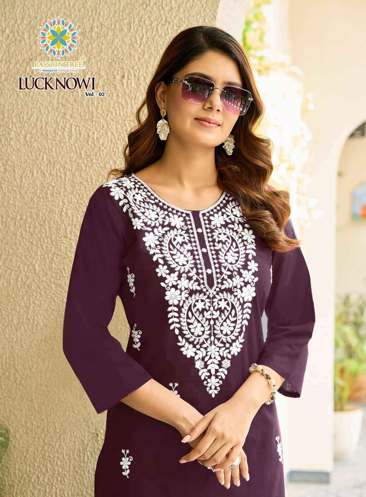 Passion Tree Lucknowi Vo 2 Premium Style Kuri Palazzo Pair Catalog _ Wholesale Market Rate ( 8 Pcs Catalog )