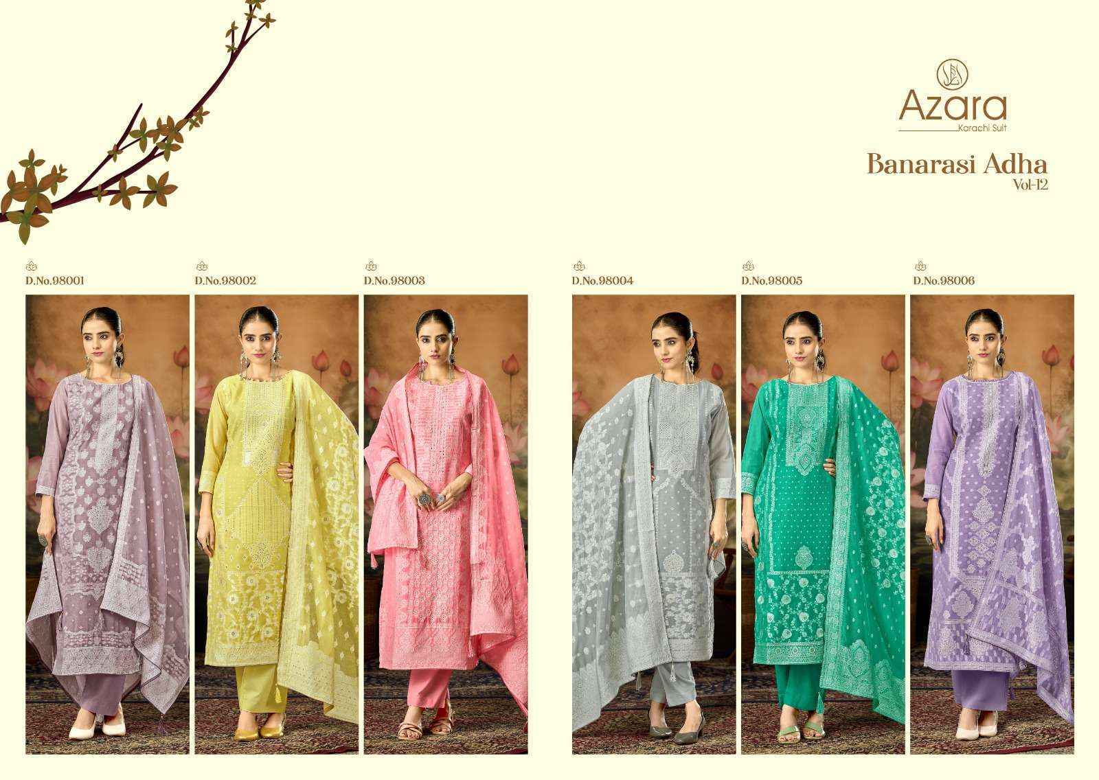 Radhika Fashion Azara Banarashi Adah Vol 12 Cotton Dress Material _ Surat Textile Bazaar ( 6 Pcs Catalog )