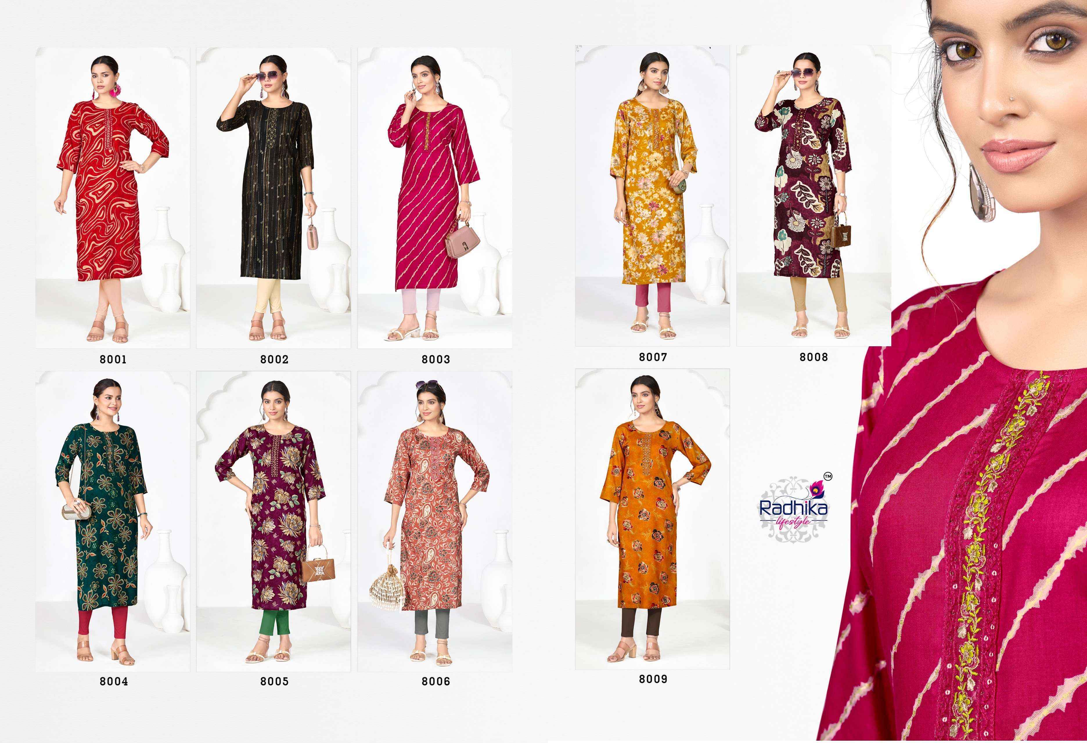 Radhika Lifestyle Alisha Vol 8 Kurti Wholesale Shopping ( 9 pcs Catalogue )