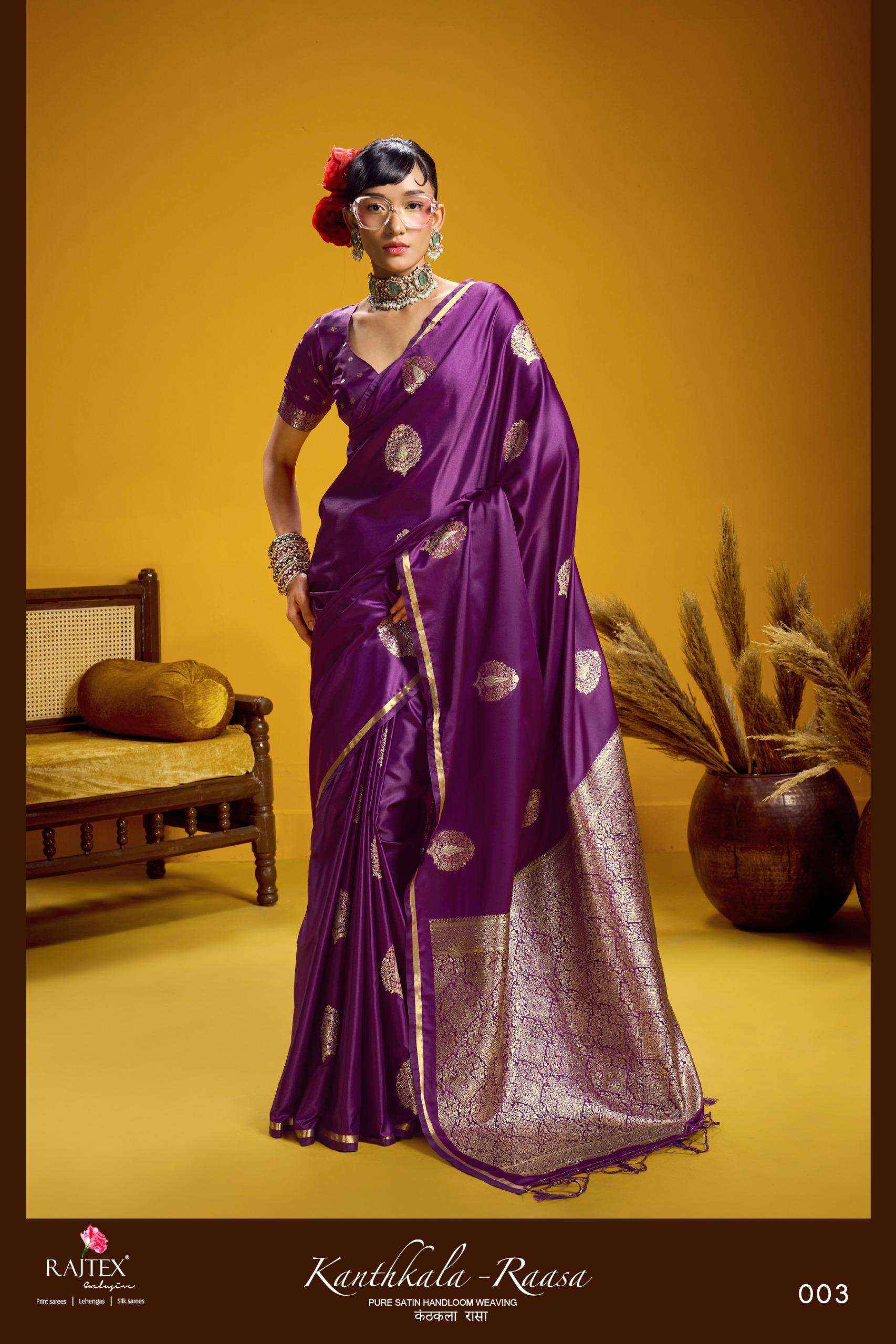 Rajtex Kanthkala Raasa Satin Handloom Saree _ Surat Wholesale Texteli Price ( 6 Pcs Catalog )