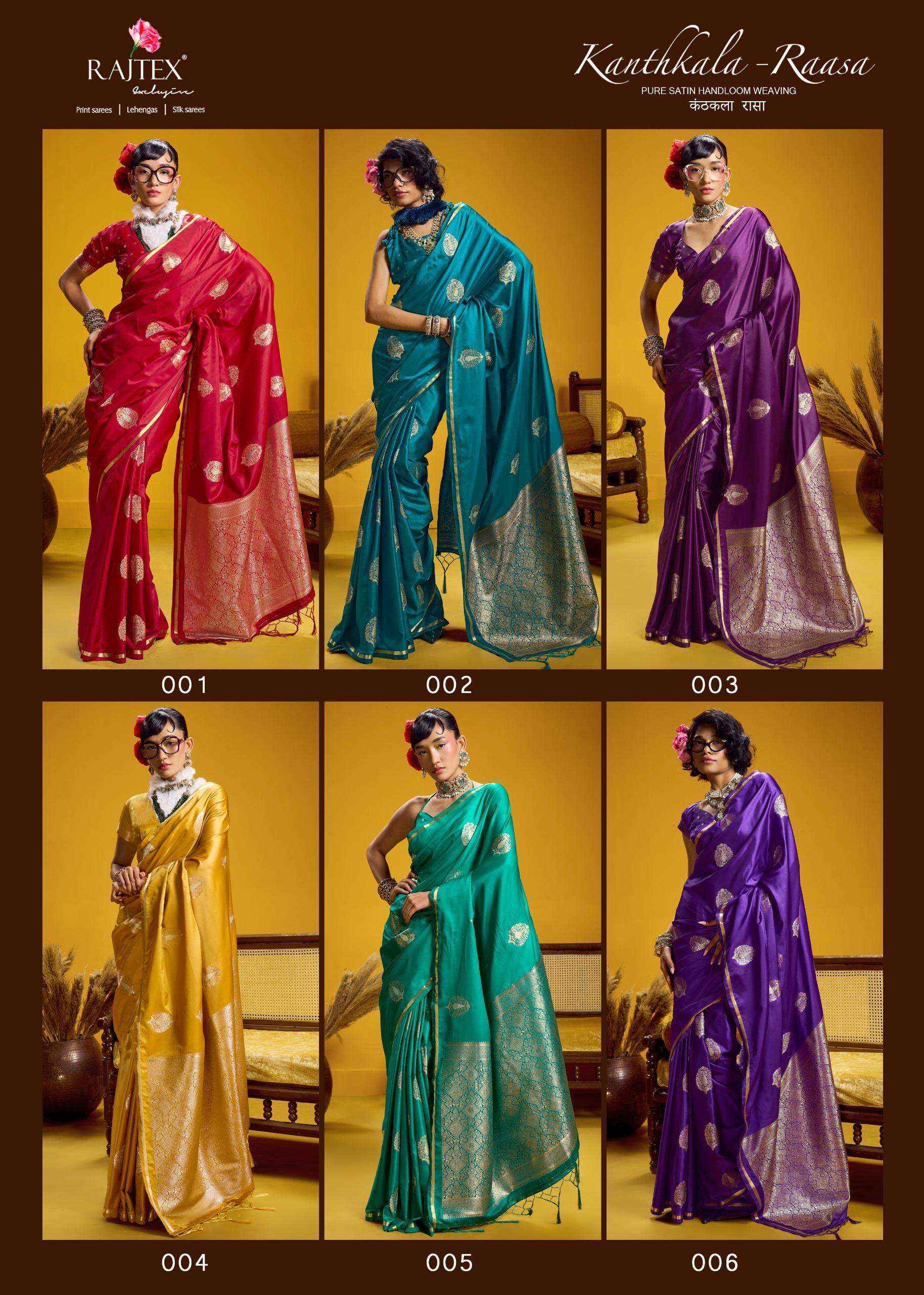 Rajtex Kanthkala Raasa Satin Handloom Saree _ Surat Wholesale Texteli Price ( 6 Pcs Catalog )