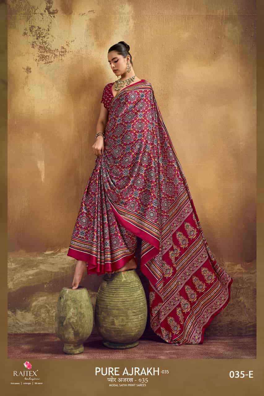 Rajtex Pure Ajrakh Vol 35 Modal Saree Collection _ Surat Wholesale Market Price ( 6 Pcs Catalog )