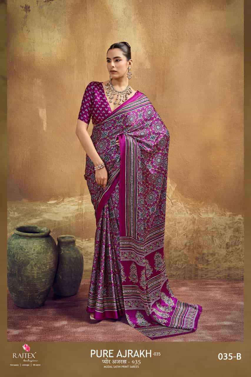 Rajtex Pure Ajrakh Vol 35 Modal Saree Collection _ Surat Wholesale Market Price ( 6 Pcs Catalog )
