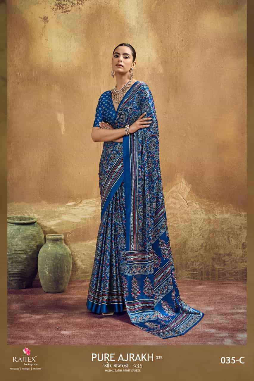 Rajtex Pure Ajrakh Vol 35 Modal Saree Collection _ Surat Wholesale Market Price ( 6 Pcs Catalog )