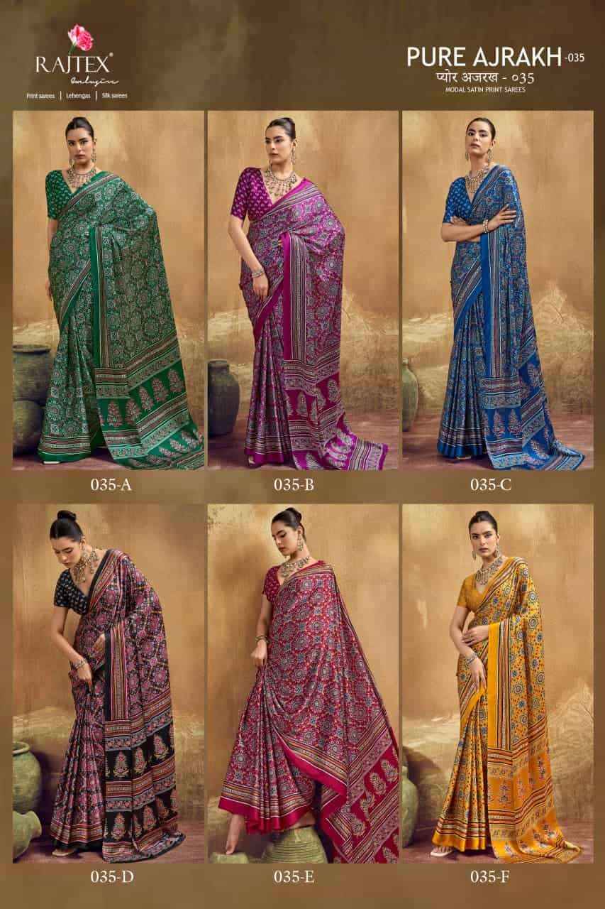 Rajtex Pure Ajrakh Vol 35 Modal Saree Collection _ Surat Wholesale Market Price ( 6 Pcs Catalog )