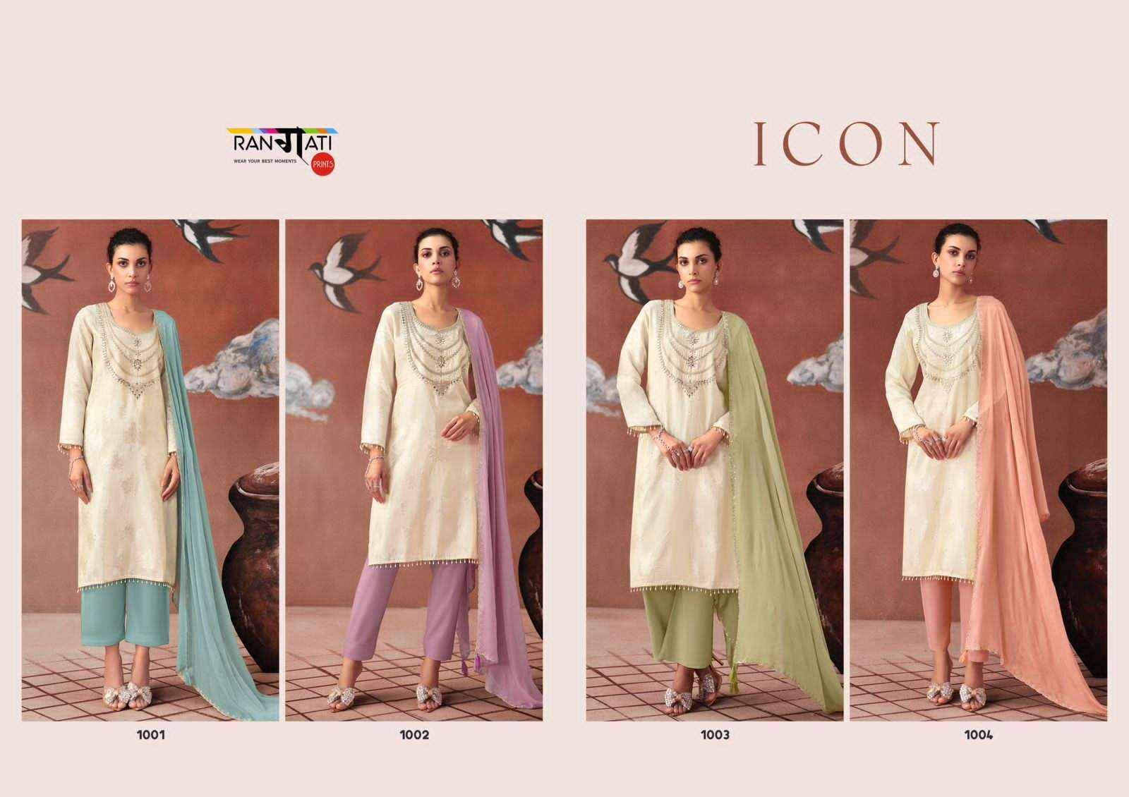 Rangati Prints Icon Partywear Style Exclusive Dress Material _ Surat Wholesale Rate ( 4 Pcs Catalog )