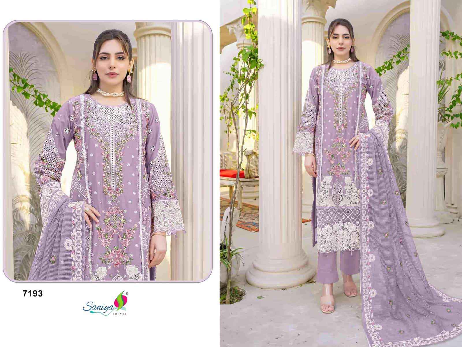 Saniya Trendz 7192 To 7194 Pakistani Designer Cotton Dress Material _ Wholesale Surat Rate ( 3 Pcs Catalog )