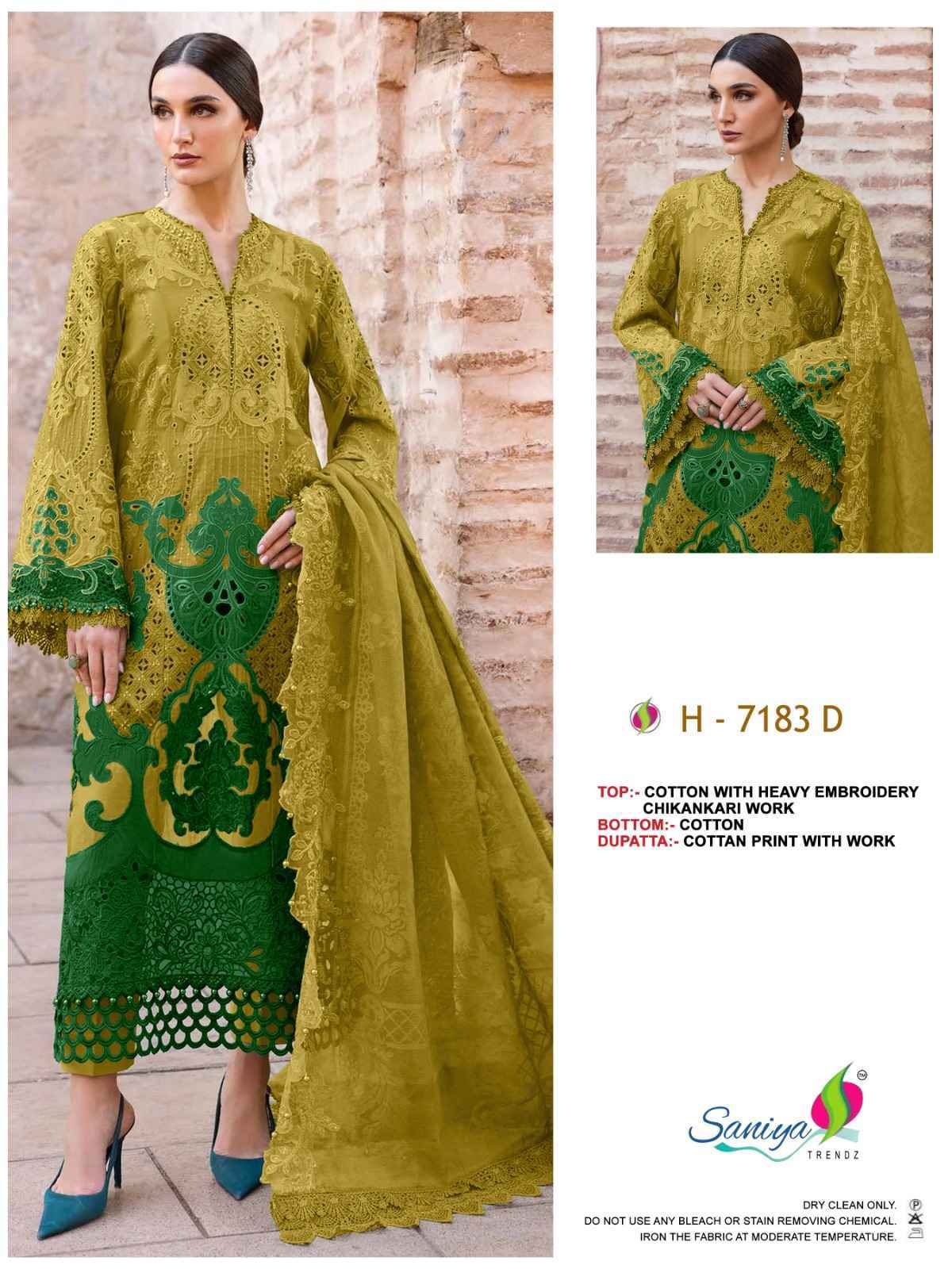 Saniya Trendz D No 7183 Cotton Dress Material _ Wholesale Online Shopping ( 4 Pcs Catalog )
