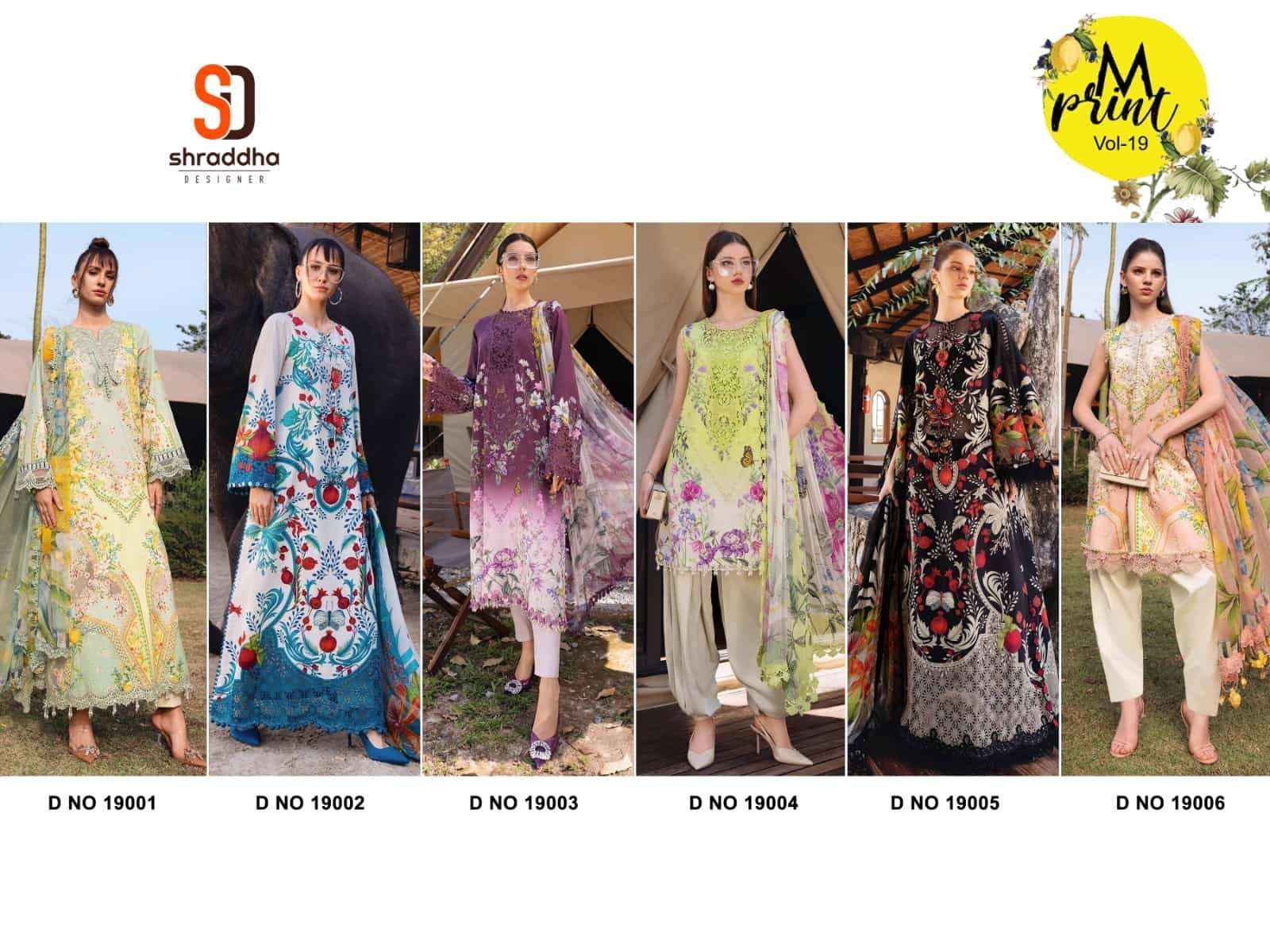 Shraddha Designer M Print Vol 19 Lawn Cotton Pakistani Dress Wholesale Surat Rate ( 6 Pcs Catalog )