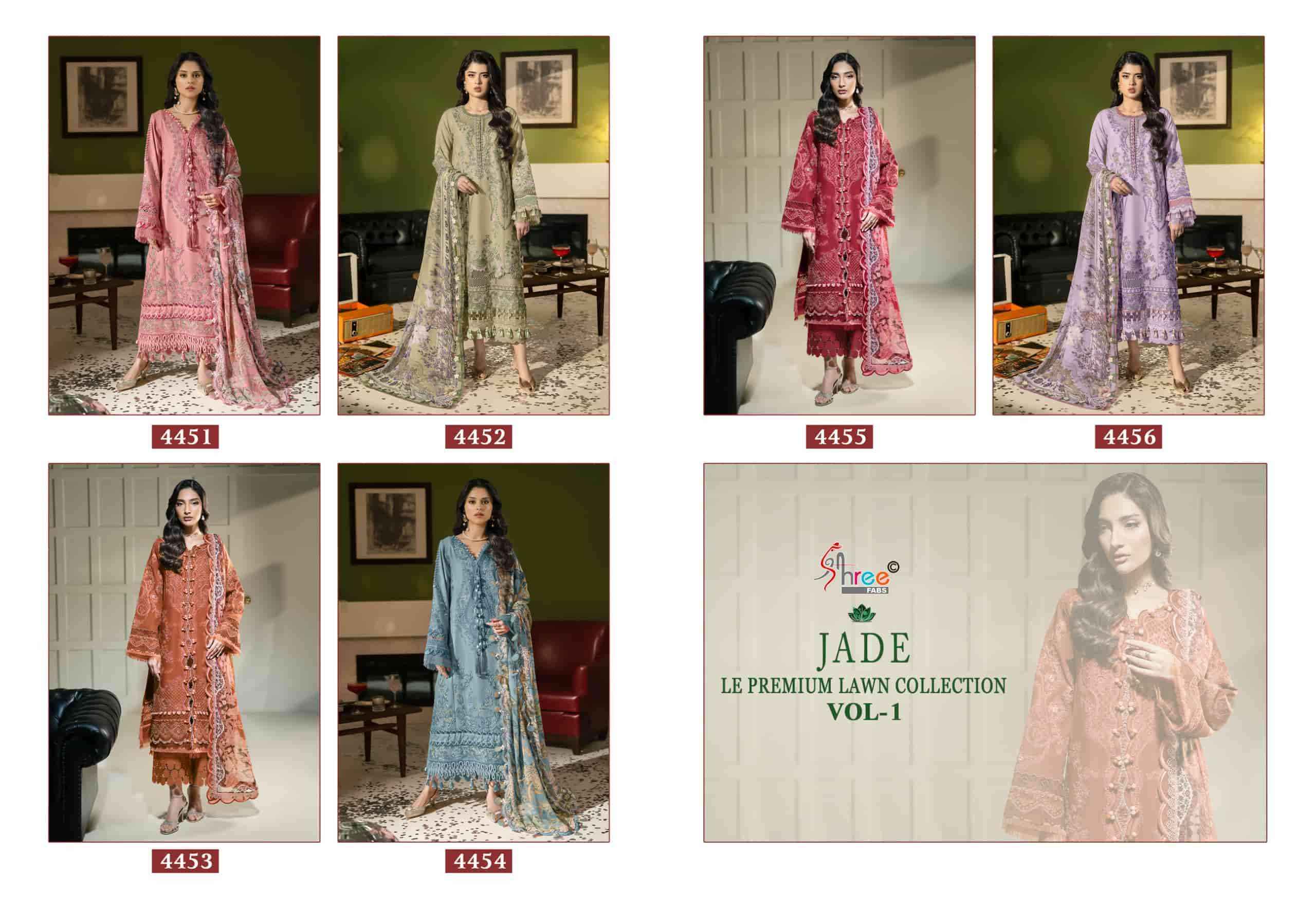 Shree Fabs Jade Le Premium Lawn Collection Vol 1 Dress material _ Wholesale factory ( 6 Pcs Catalog )