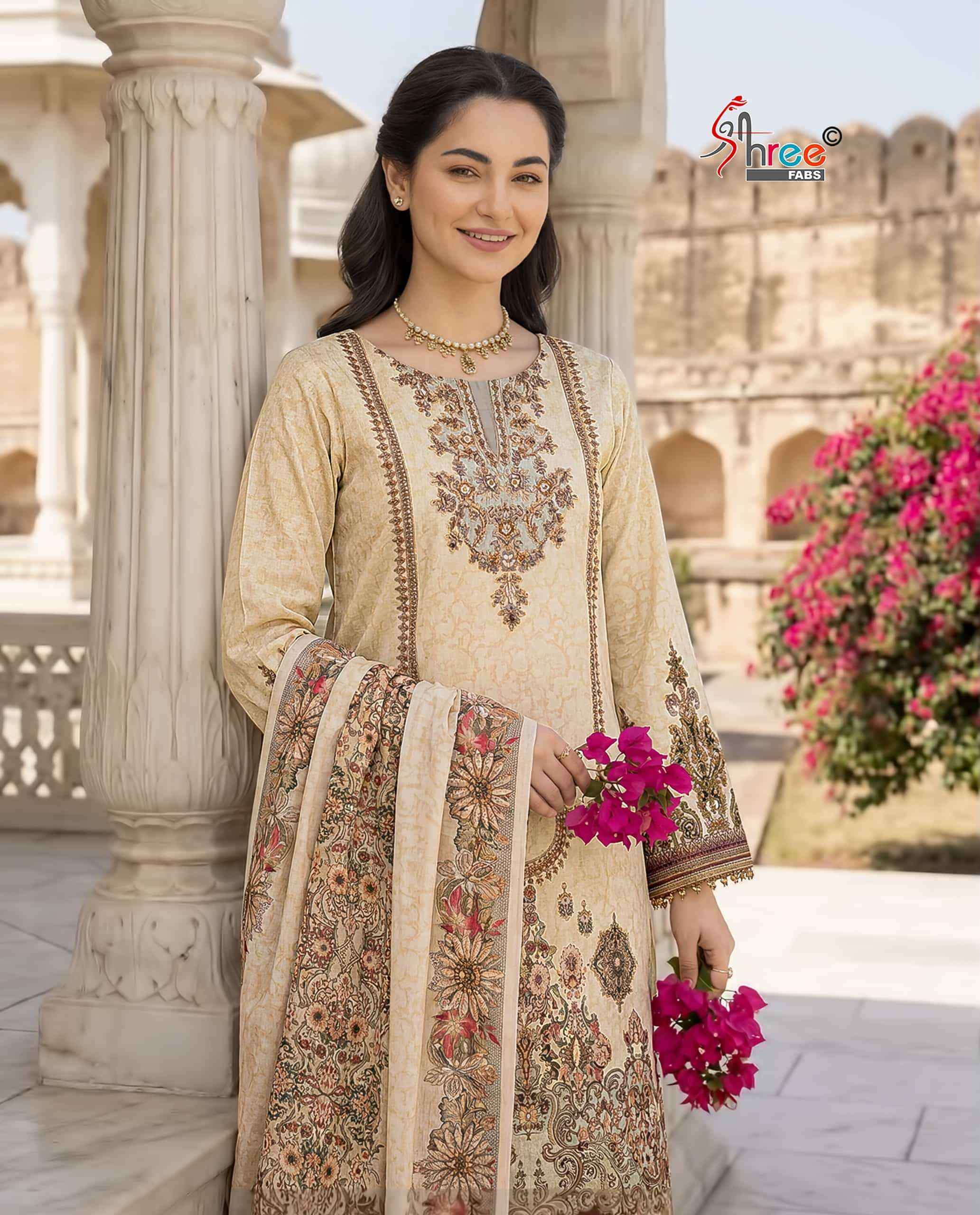 Shree Fabs Kt 367 E Fancy Muslin Pakistani Dress _ Wholesale Texteli Collection ( 5 Pcs Catalog )
