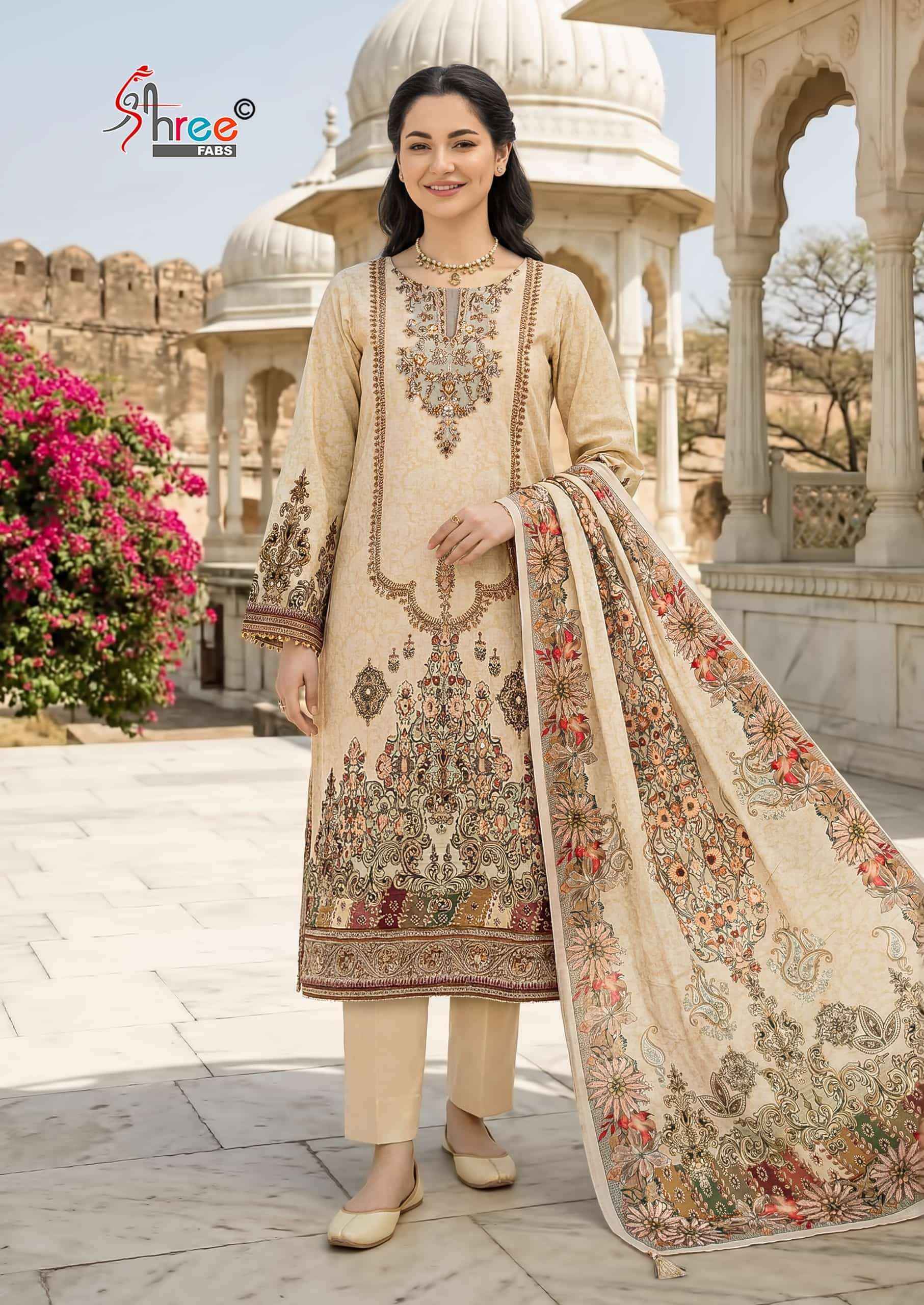 Shree Fabs Kt 367 E Fancy Muslin Pakistani Dress _ Wholesale Texteli Collection ( 5 Pcs Catalog )