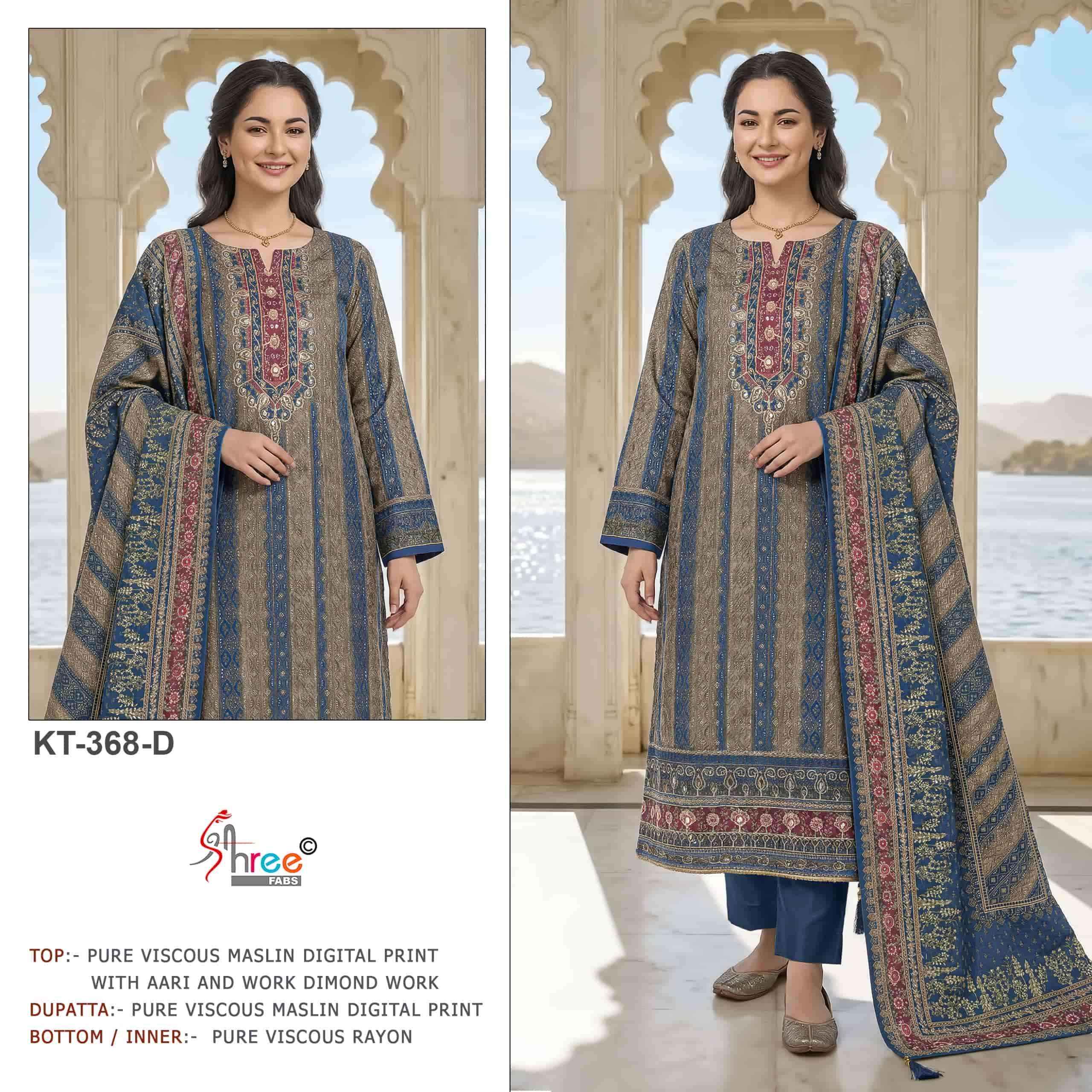 Shree Fabs Kt 368 Abcd Exclusive Pakistani Muslin Dress _ Wholesale Surat Rate ( 4 Pcs Catalog )