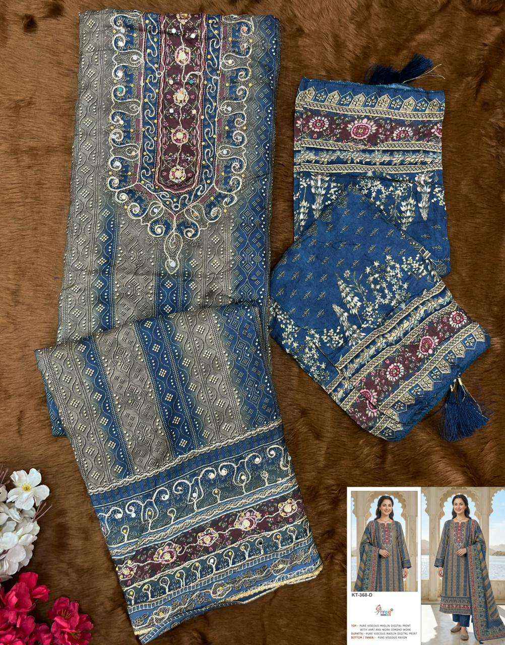 Shree Fabs Kt 368 Abcd Exclusive Pakistani Muslin Dress _ Wholesale Surat Rate ( 4 Pcs Catalog )